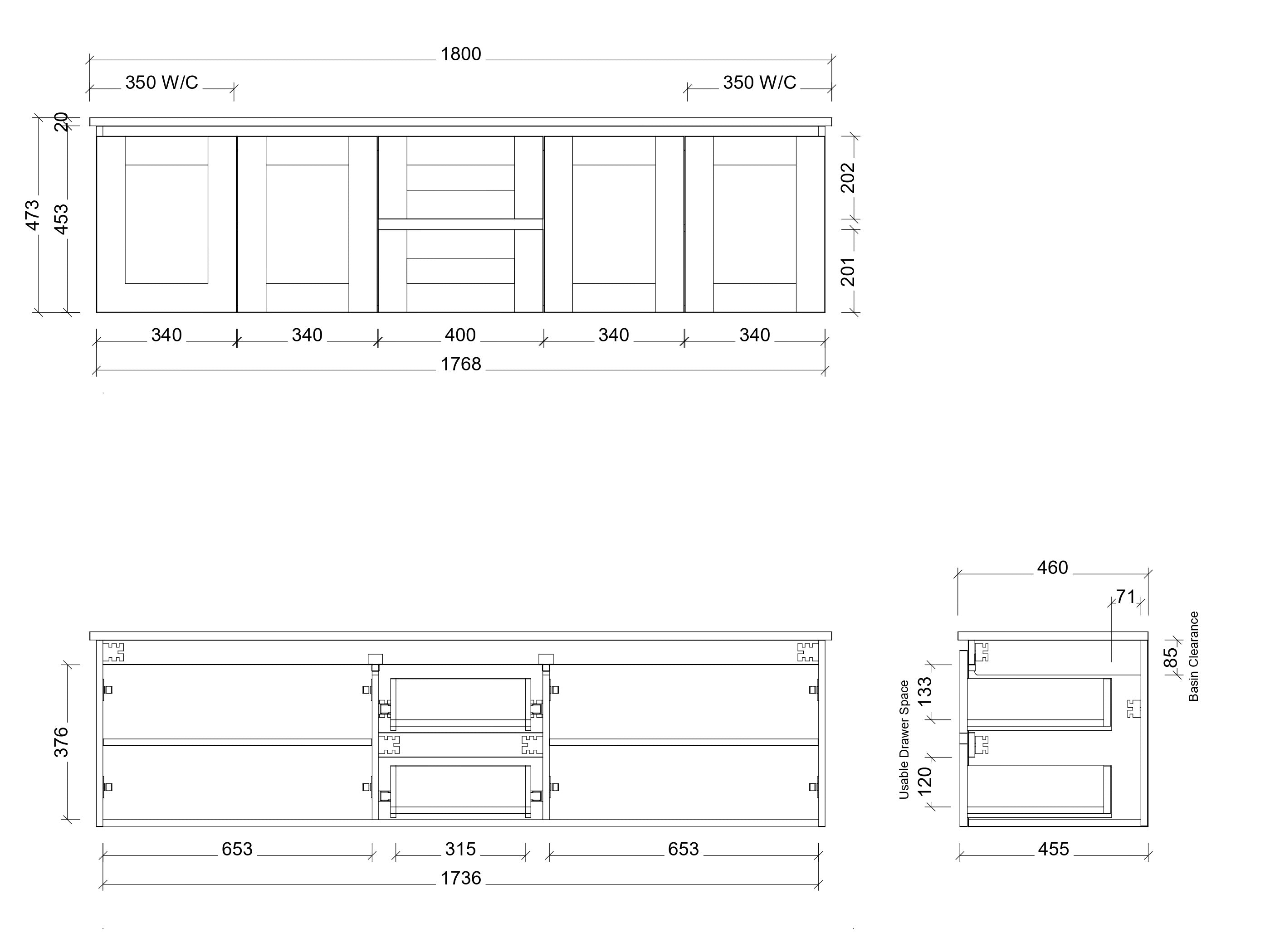 TIMBERLINE VICTORIA CUSTOM WALL HUNG VANITY (ALL SIZING)