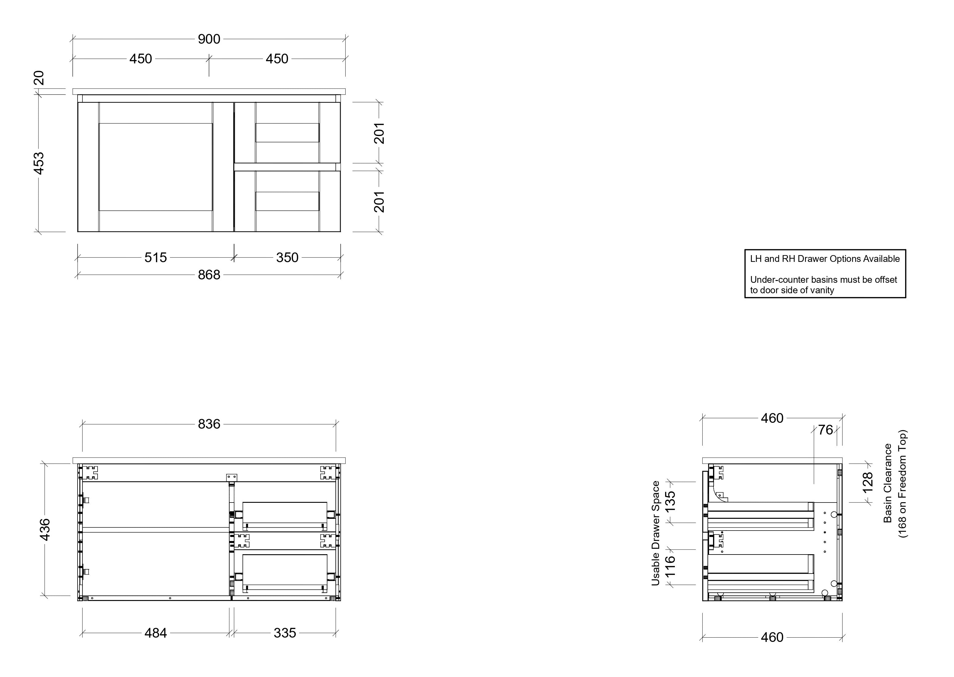 TIMBERLINE VICTORIA CUSTOM WALL HUNG VANITY (ALL SIZING)