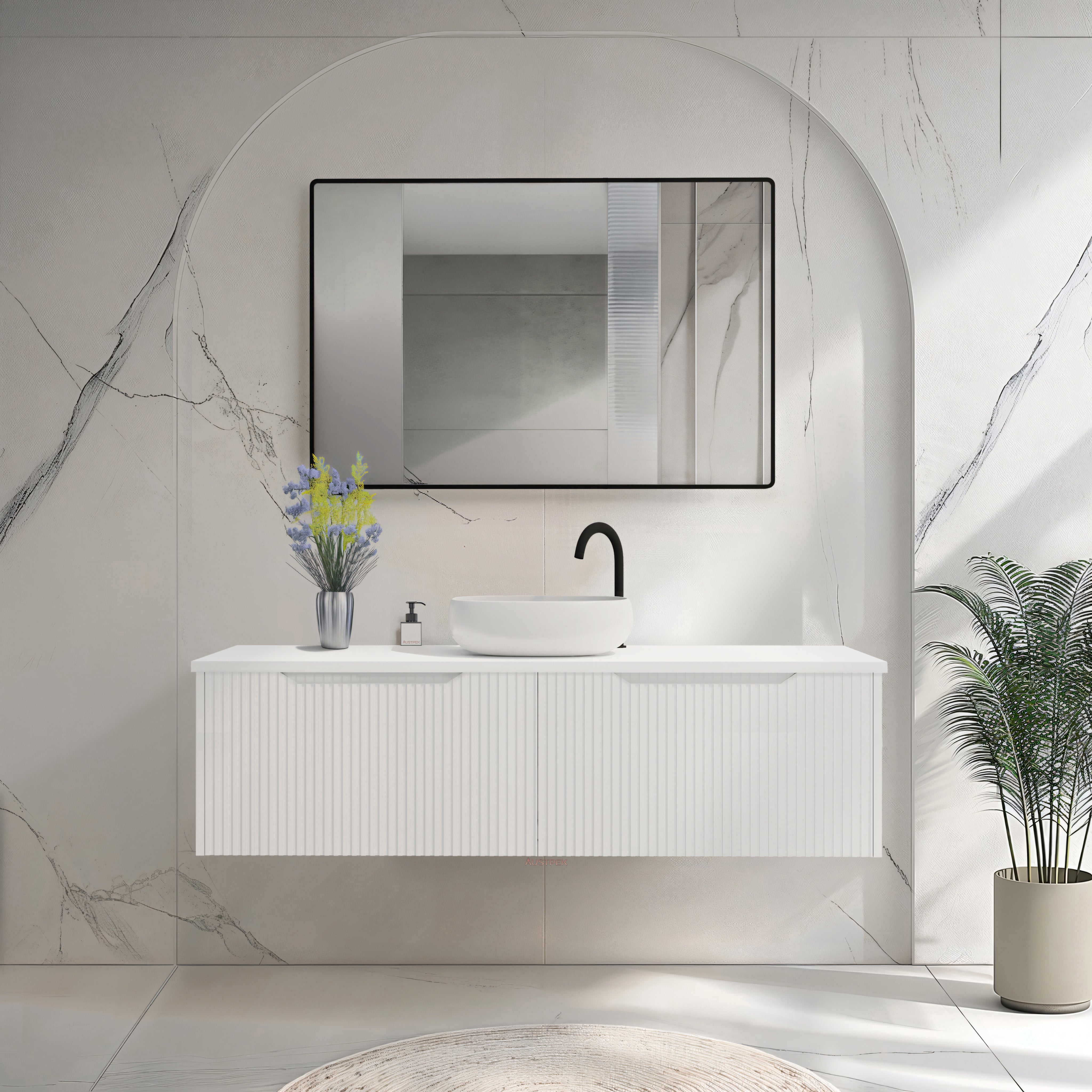 RIVA VIENNA MATTE WHITE 1500MM SINGLE BOWL WALL HUNG VANITY