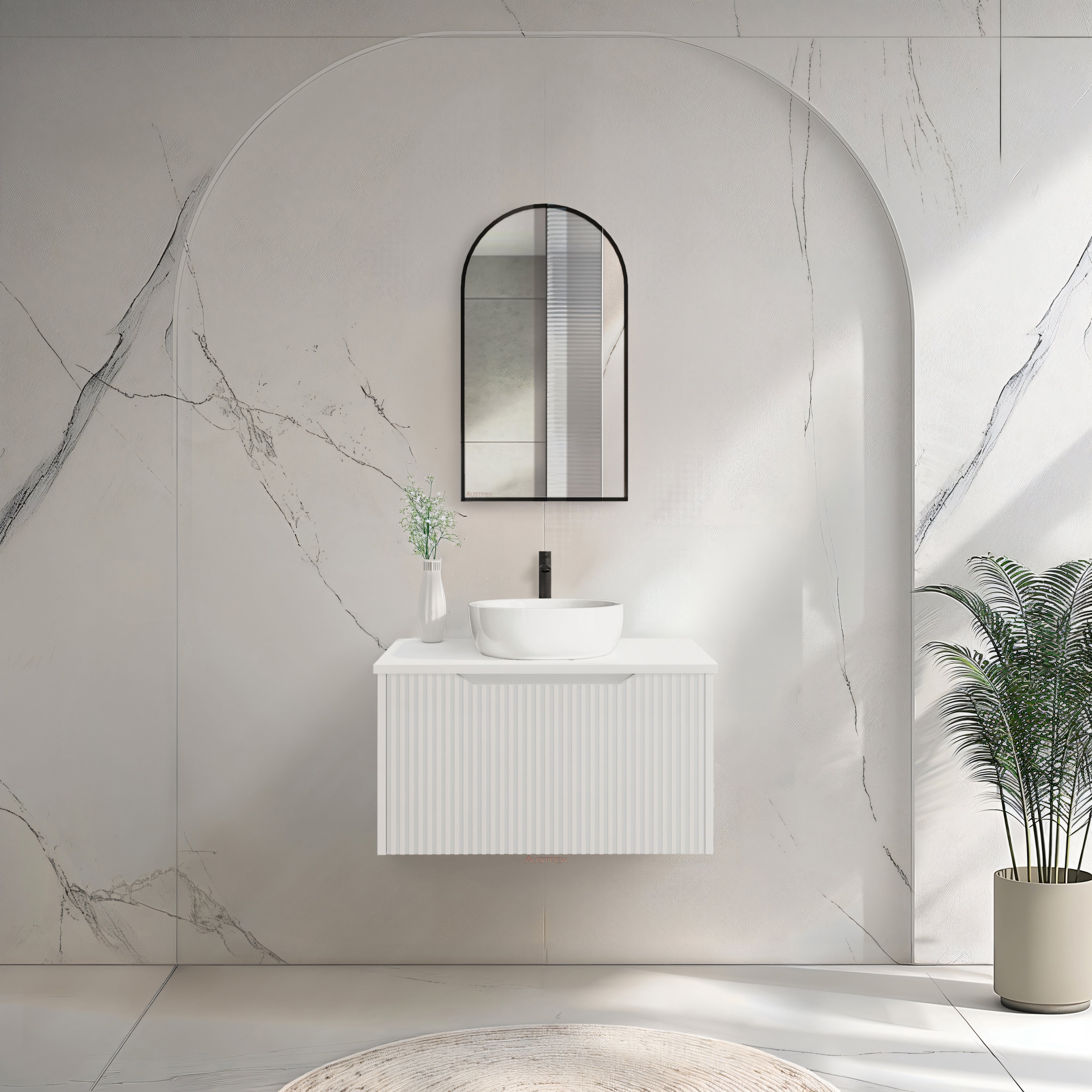 RIVA VIENNA MATTE WHITE 750MM SINGLE BOWL WALL HUNG VANITY