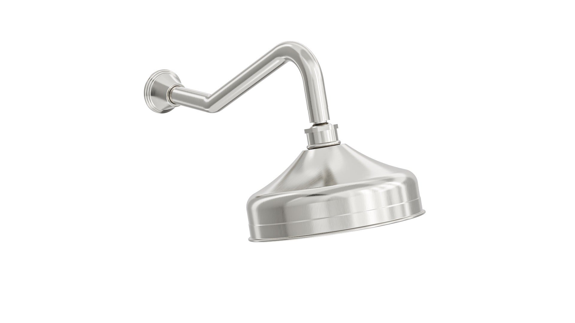 LINSOL VINTAGE SHOWER HEAD AND WALL ARM 205MM BRUSHED NICKEL