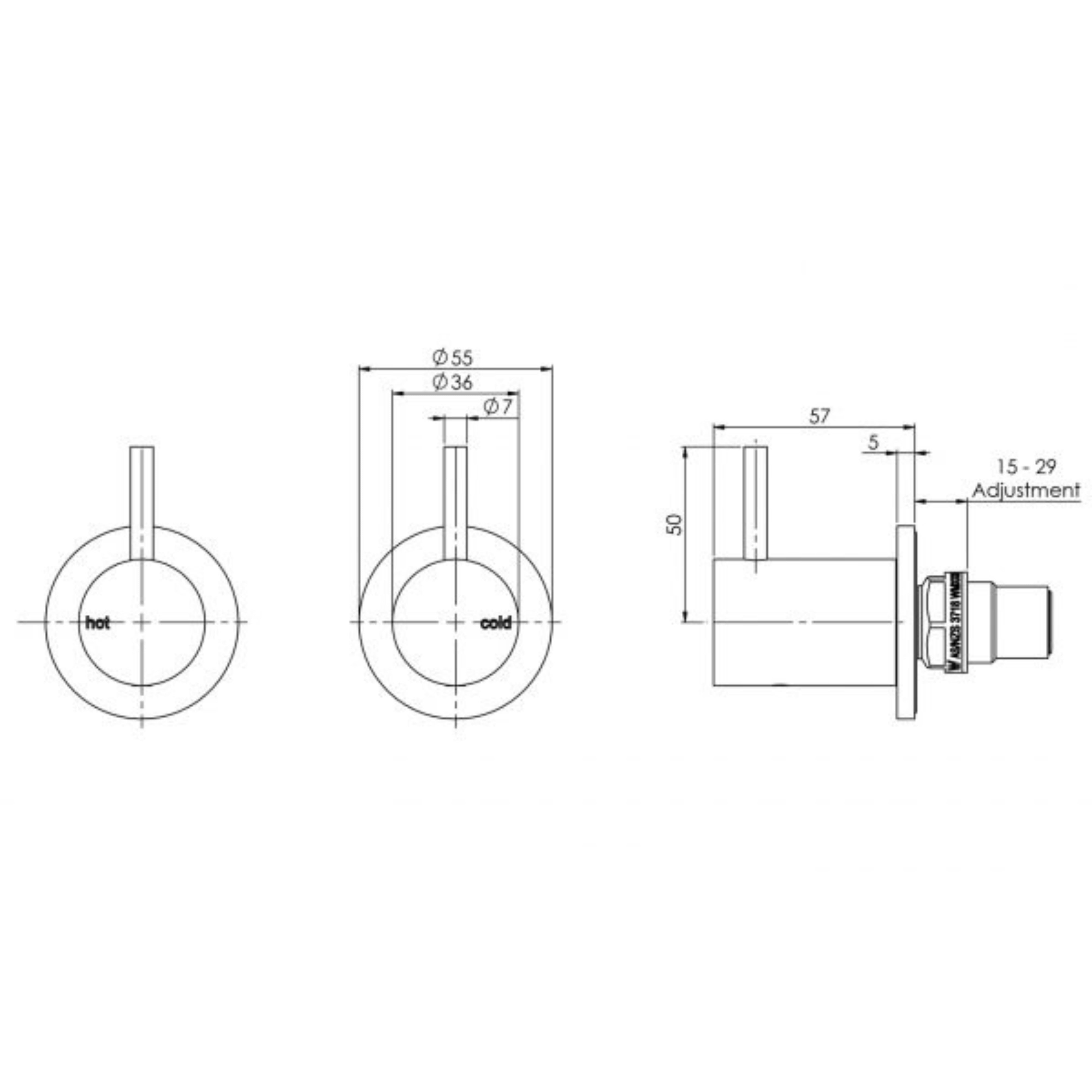 PHOENIX VIVID SLIMLINE WALL TOP ASSEMBLIES EXTENDED SPINDLES BRUSHED CARBON