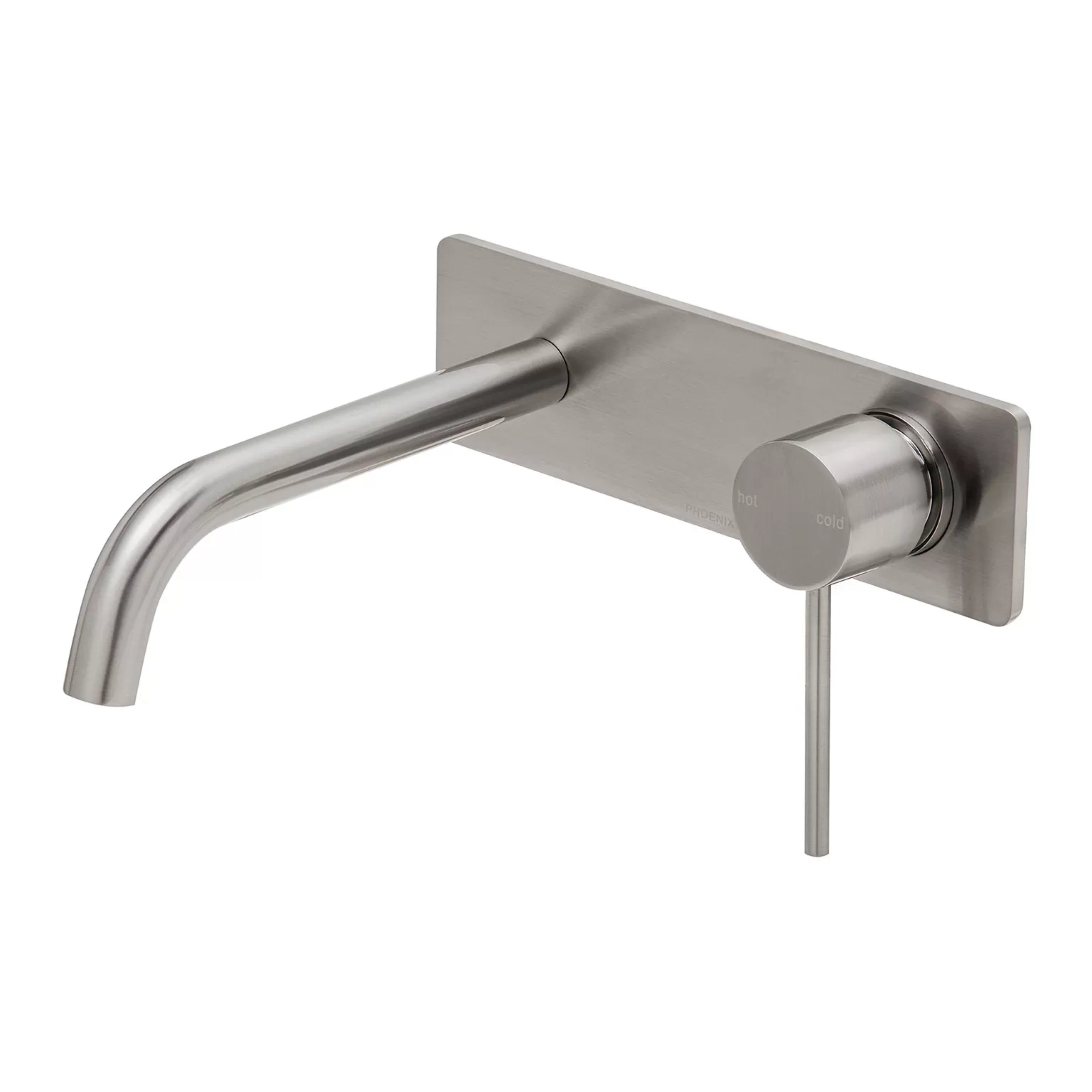 PHOENIX VIVID SLIMLINE SWITCHMIX WALL BASIN AND BATH MIXER SET 180MM BRUSHED NICKEL