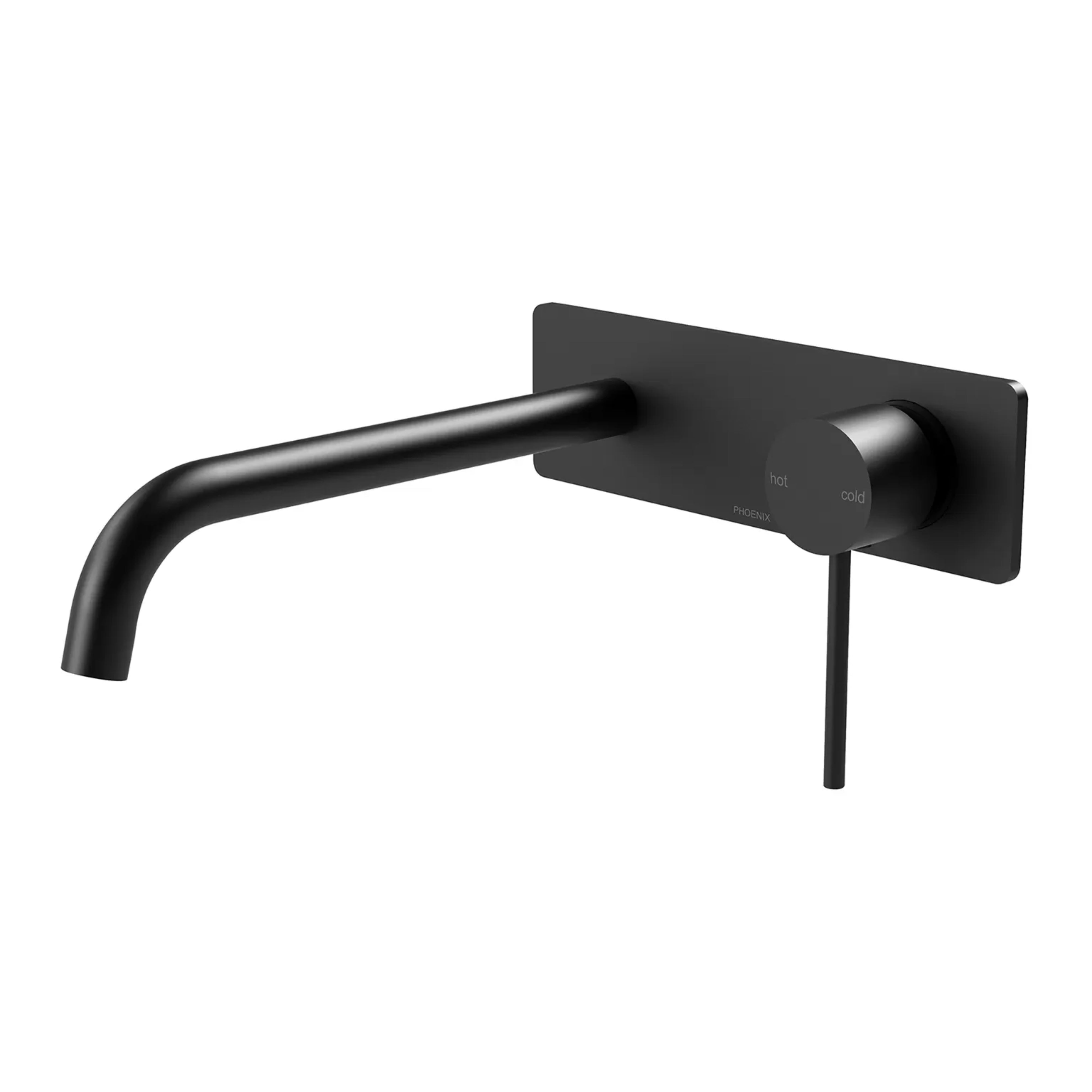 PHOENIX VIVID SLIMLINE SWITCHMIX WALL BASIN AND BATH MIXER SET 230MM MATTE BLACK