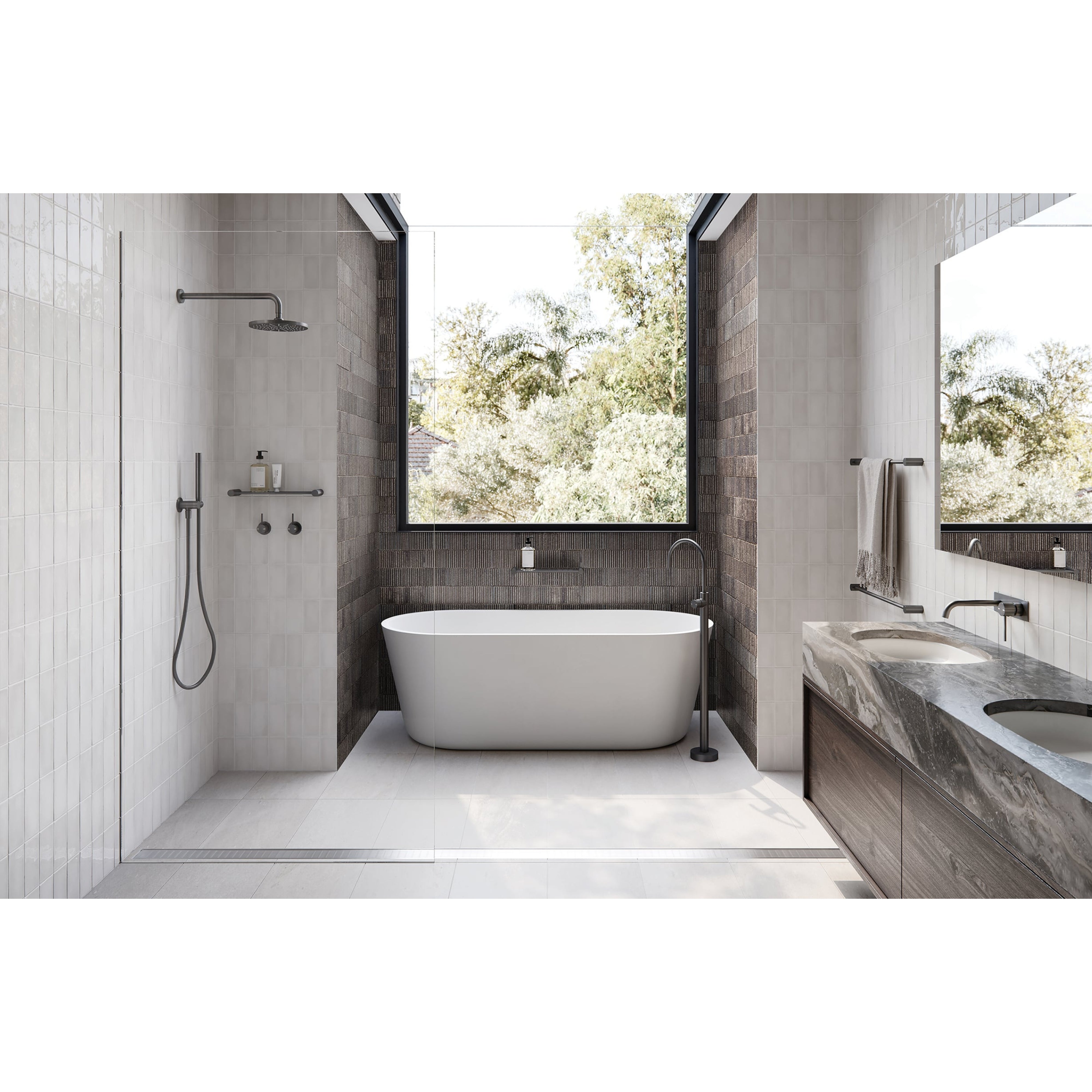 PHOENIX VIVID SLIMLINE FLOOR MOUNTED BATH MIXER BRUSHED CARBON