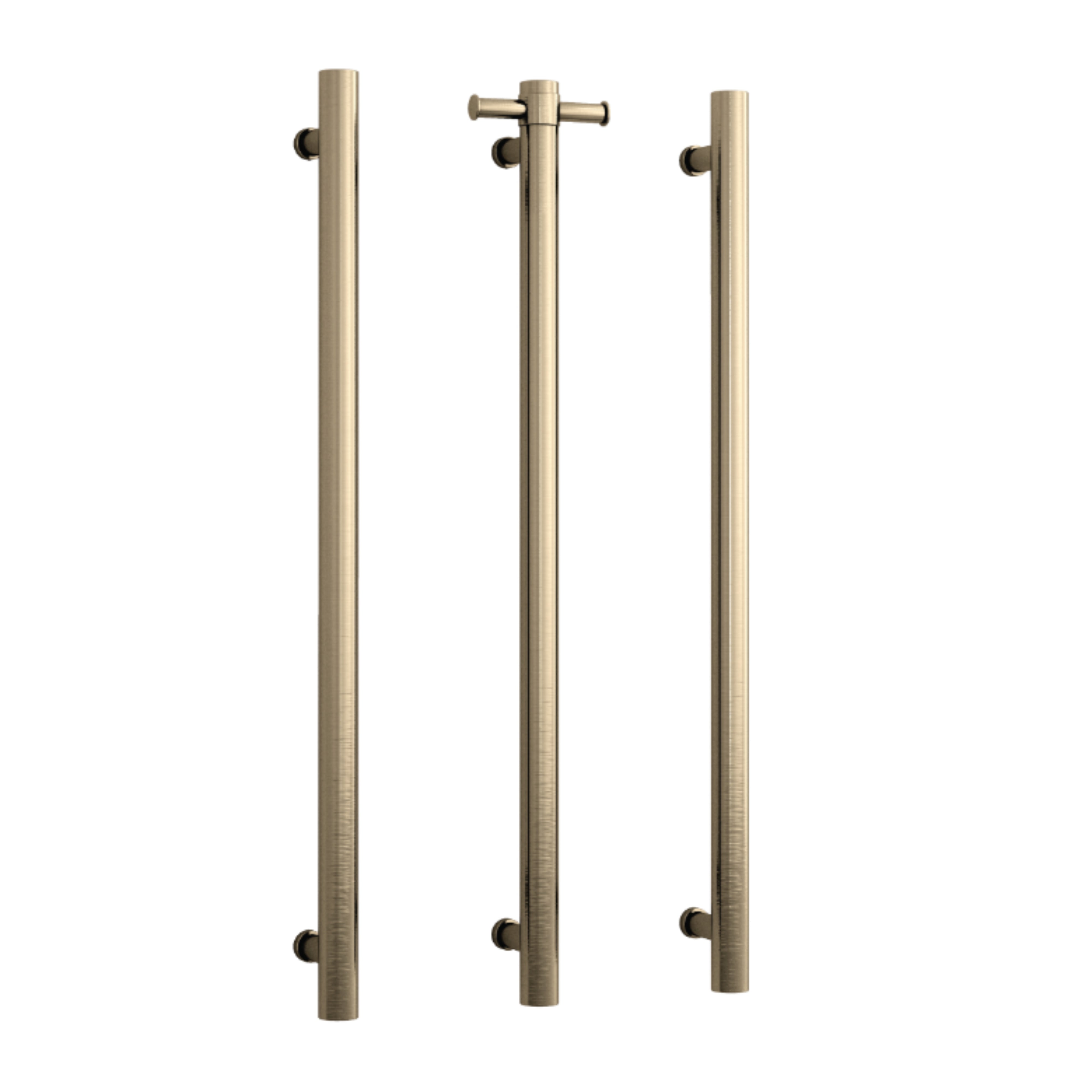 THERMOGROUP 240 VOLT VERTICAL SINGLE HEATED TOWEL RAIL BRUSHED BRASS 900MM