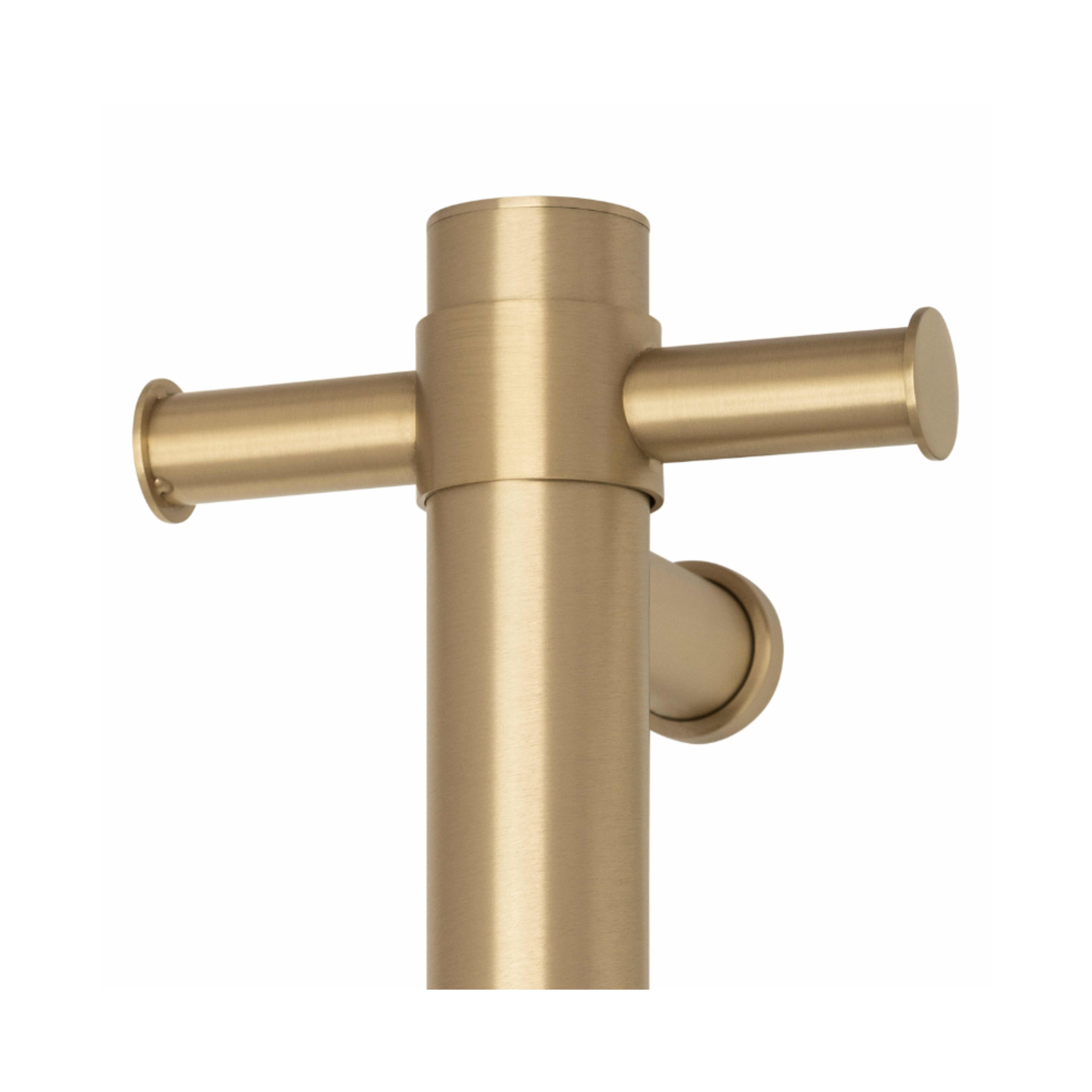 THERMOGROUP 240 VOLT VERTICAL SINGLE HEATED TOWEL RAIL BRUSHED BRASS 900MM