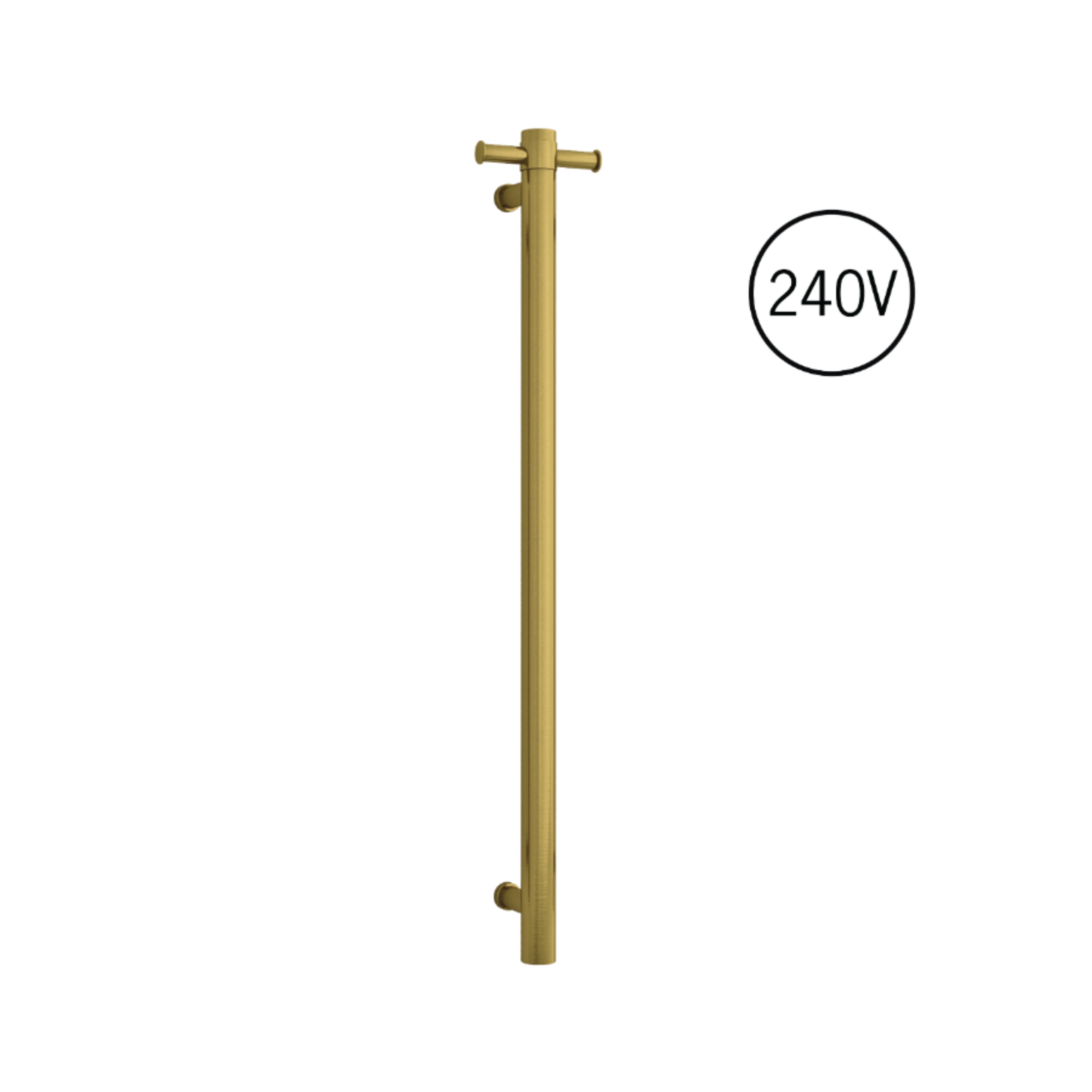 THERMOGROUP 240 VOLT VERTICAL SINGLE HEATED TOWEL RAIL BRUSHED GOLD 900MM