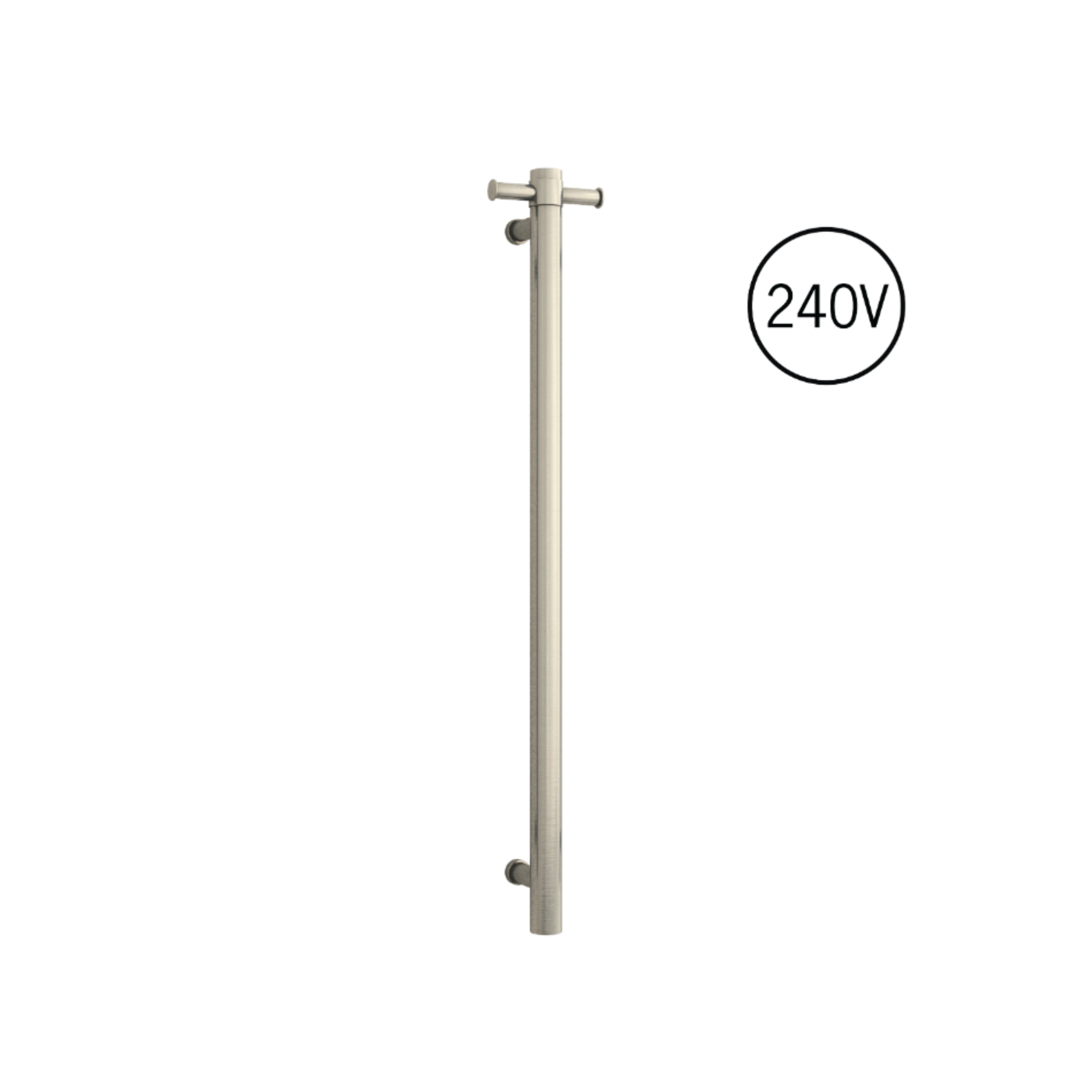 THERMOGROUP 240 VOLT VERTICAL SINGLE HEATED TOWEL RAIL BRUSHED NICKEL 900MM