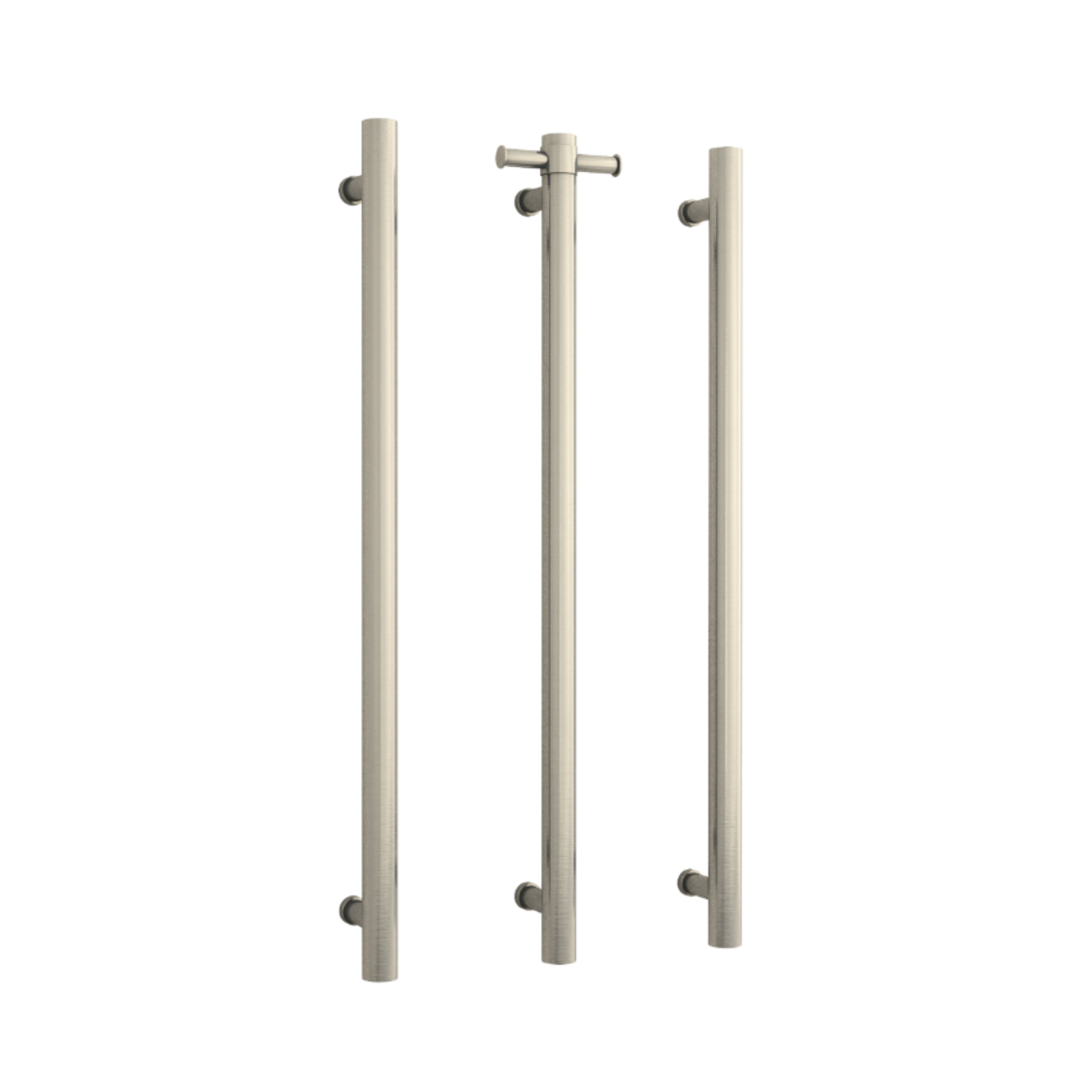 THERMOGROUP 240 VOLT VERTICAL SINGLE HEATED TOWEL RAIL BRUSHED NICKEL 900MM