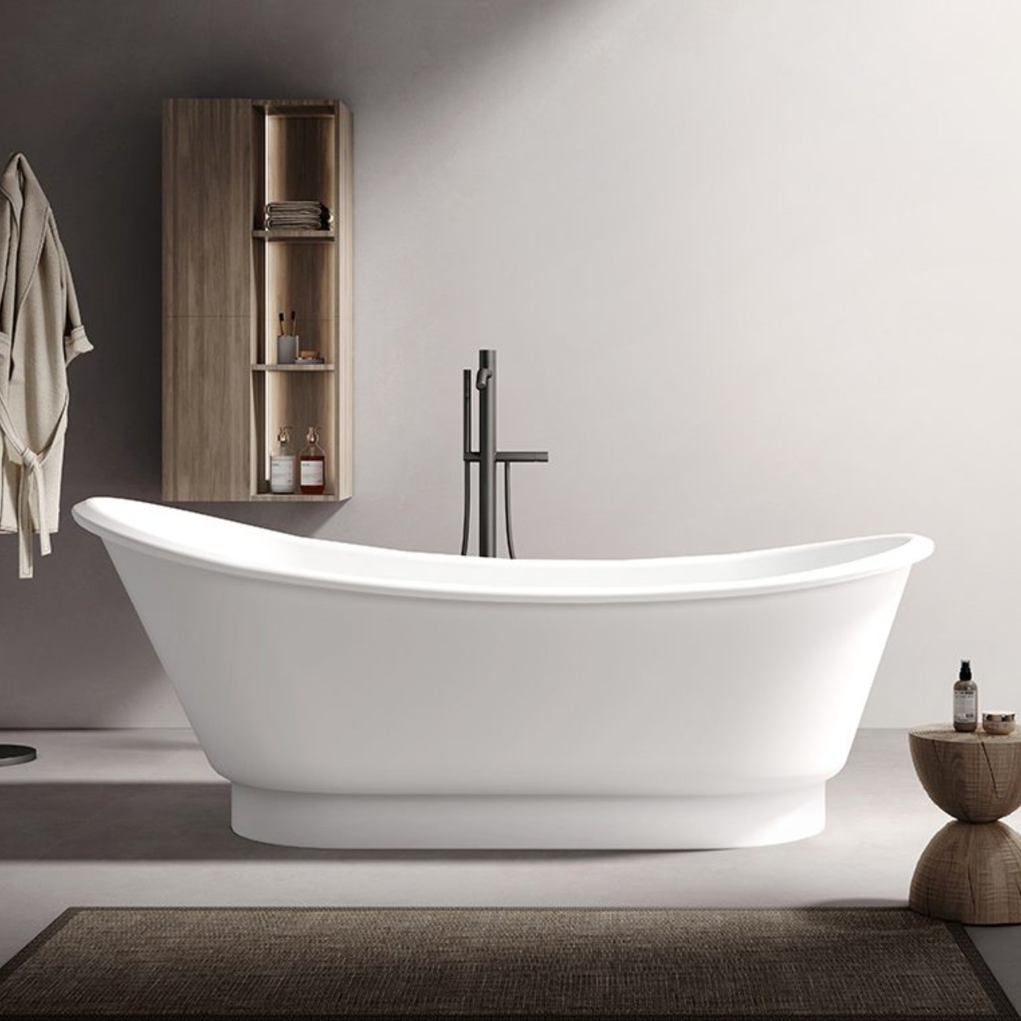 STONEHAVEN NAOMI FREESTANDING STONE BATHTUB MATTE WHITE 1700MM