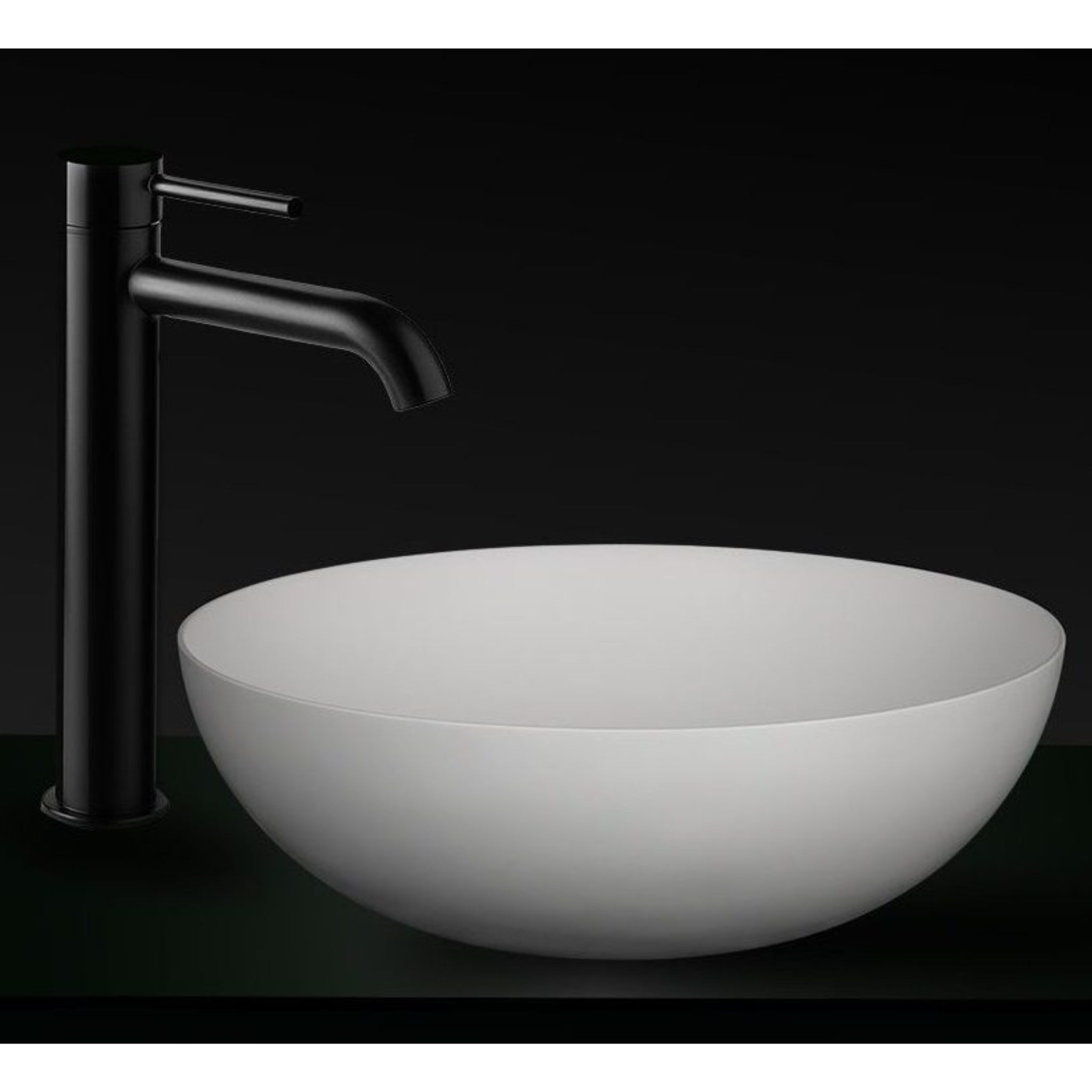 KASKADE VXA22 ROUND ABOVE COUNTER STONE BASIN MATTE WHITE 350MM