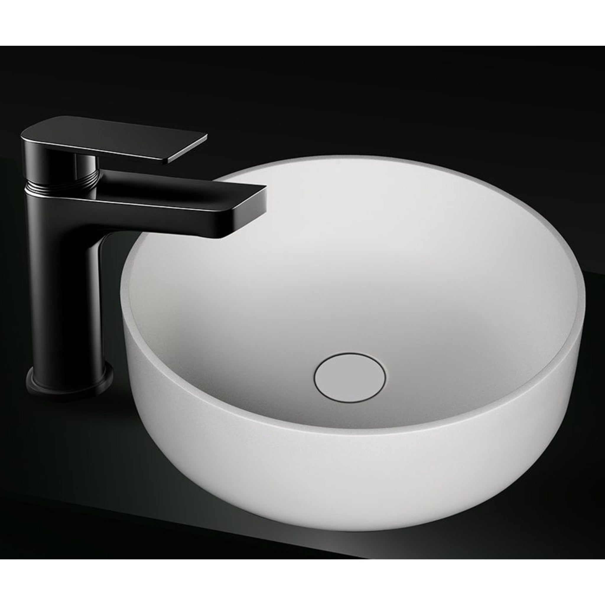 KASKADE KOLO VXA385 ROUND ABOVE COUNTER STONE BASIN MATTE WHITE 385MM