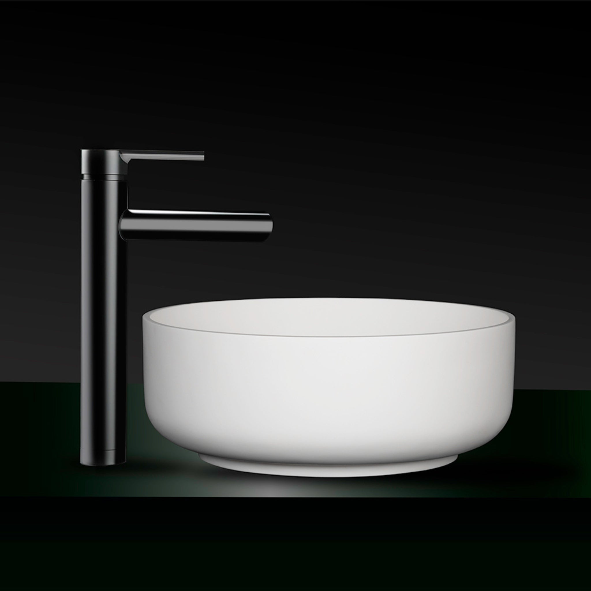 KASKADE KOLO VXA385 ROUND ABOVE COUNTER STONE BASIN MATTE WHITE 385MM