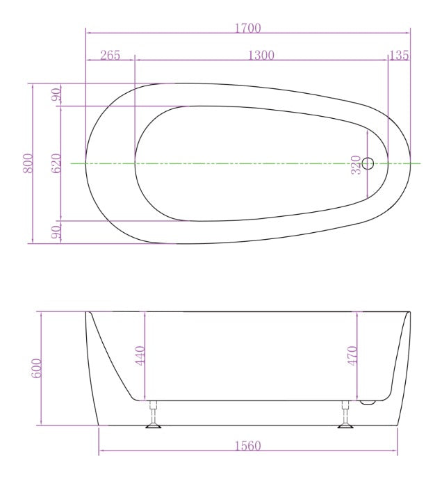 RIVA VISTA SUPER SLIM EDGE FREESTANDING BATHTUB MATTE WHITE (AVAILABLE IN 1500MM AND 1700MM)