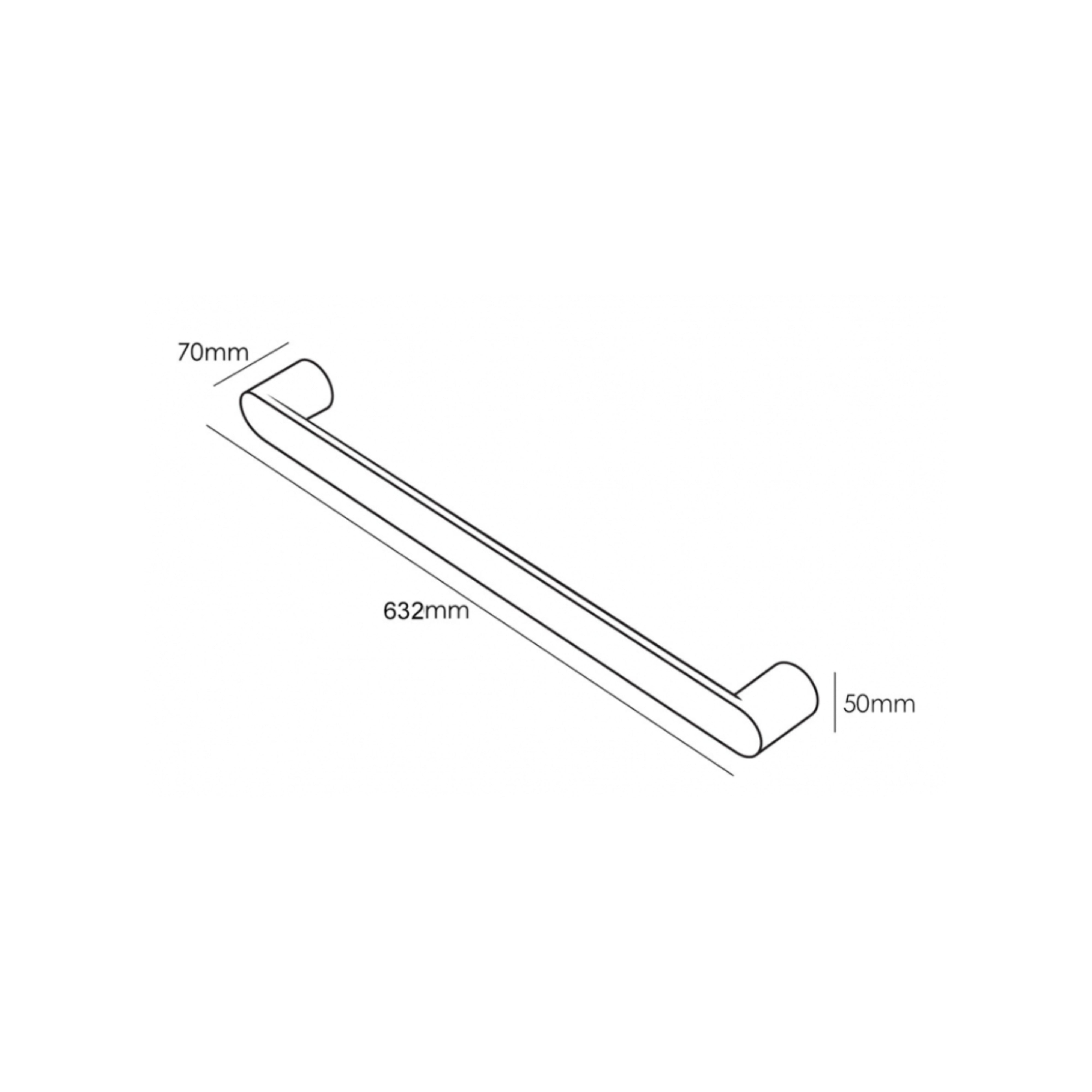 HEIRLOOM STRATA ANNEX HEATED SINGLE TOWEL RAIL BRUSHED STAINLESS STEEL 632MM