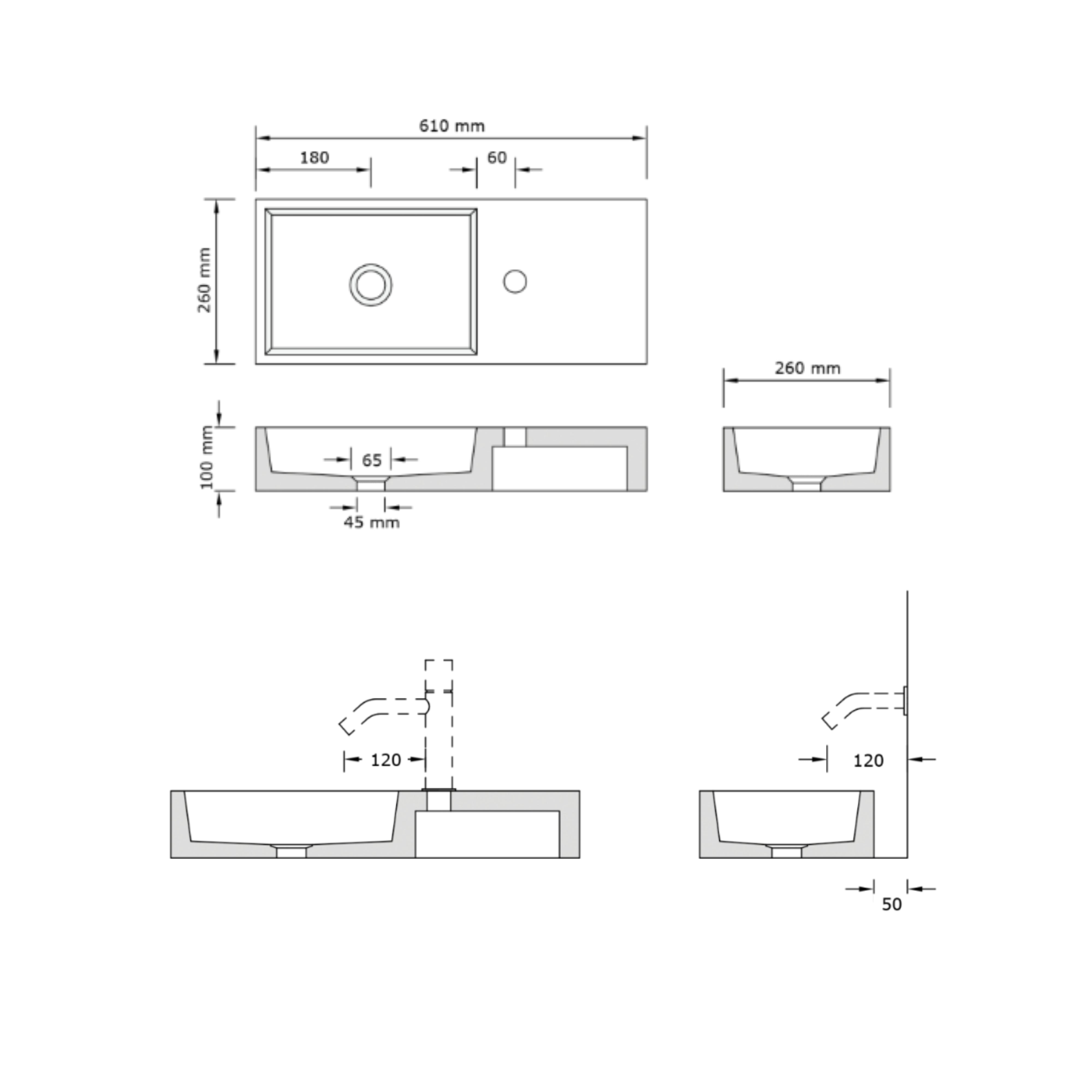 CONCRETE STUDIO WEERLO COMPACT CONCRETE BASIN OCEAN 610MM