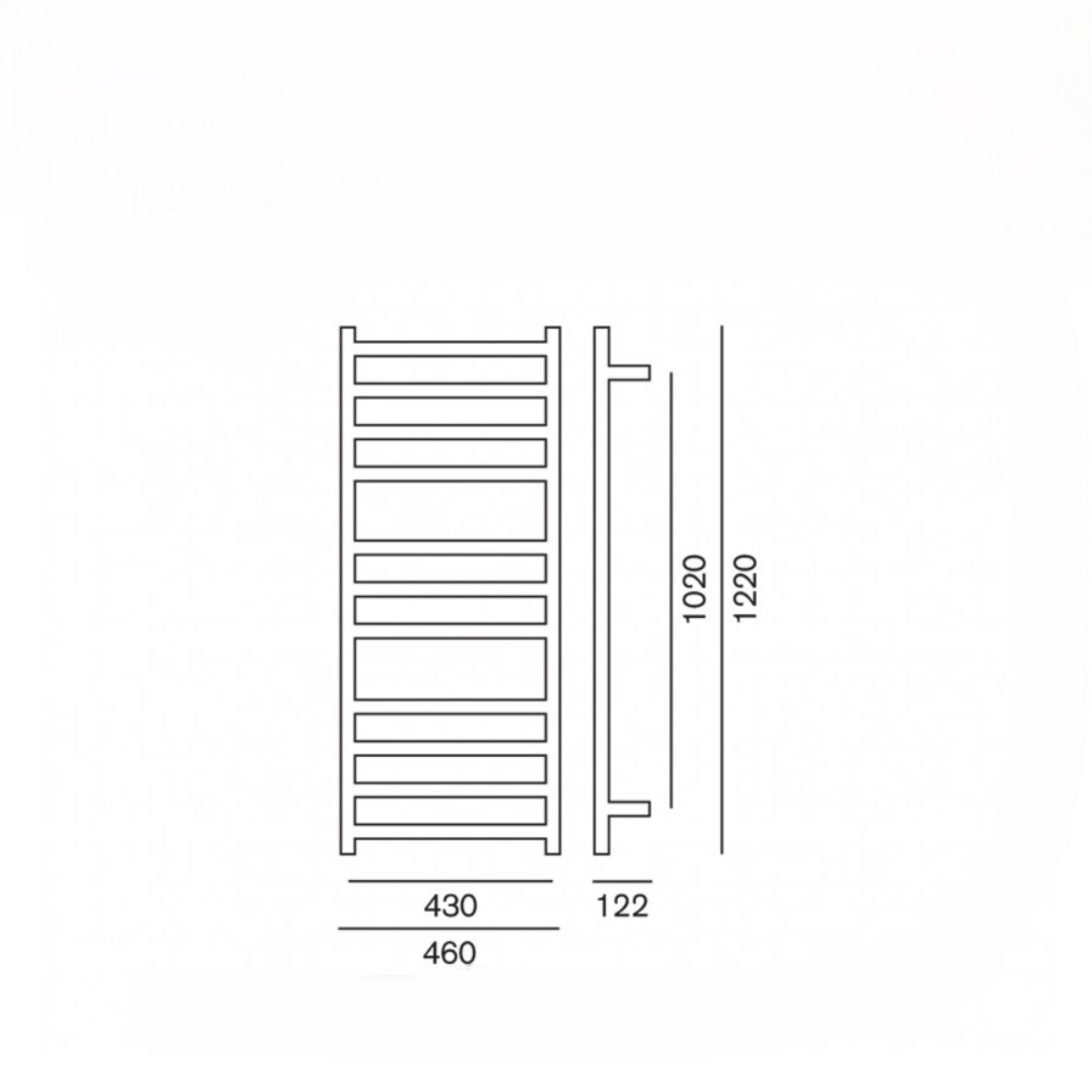 HEIRLOOM GENESIS SLIMLINE HEATED TOWEL RAIL NERO BLACK 1220MM