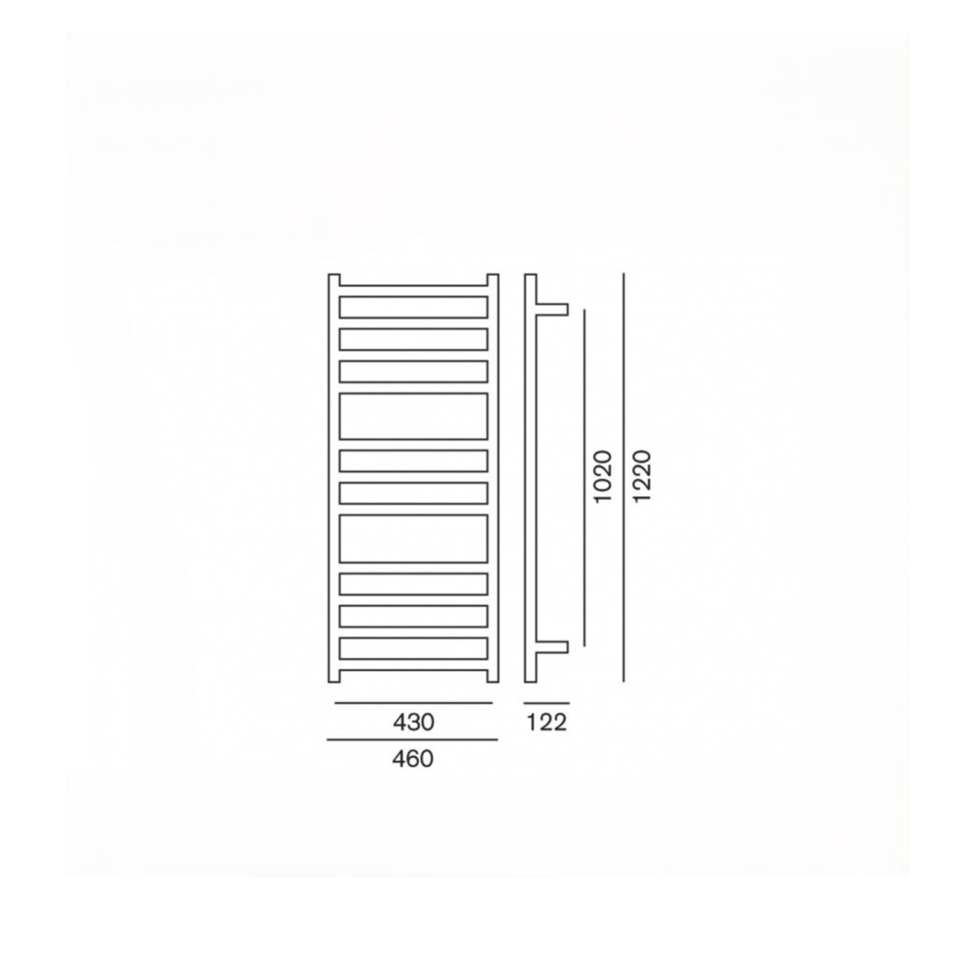 HEIRLOOM GENESIS SLIMLINE HEATED TOWEL RAIL STAINLESS STEEL 1220MM