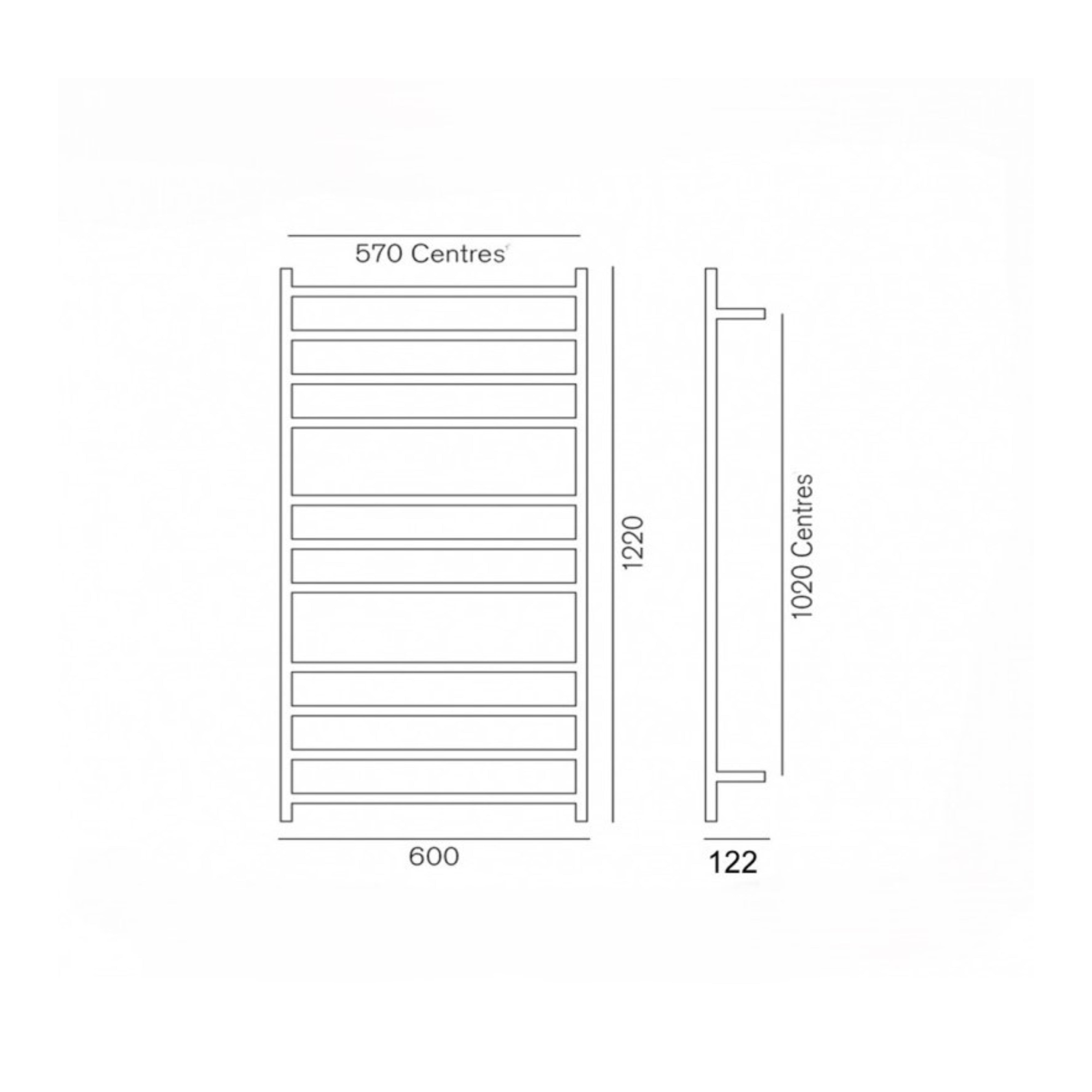 HEIRLOOM GENESIS HEATED TOWEL RAIL STAINLESS STEEL 1220MM