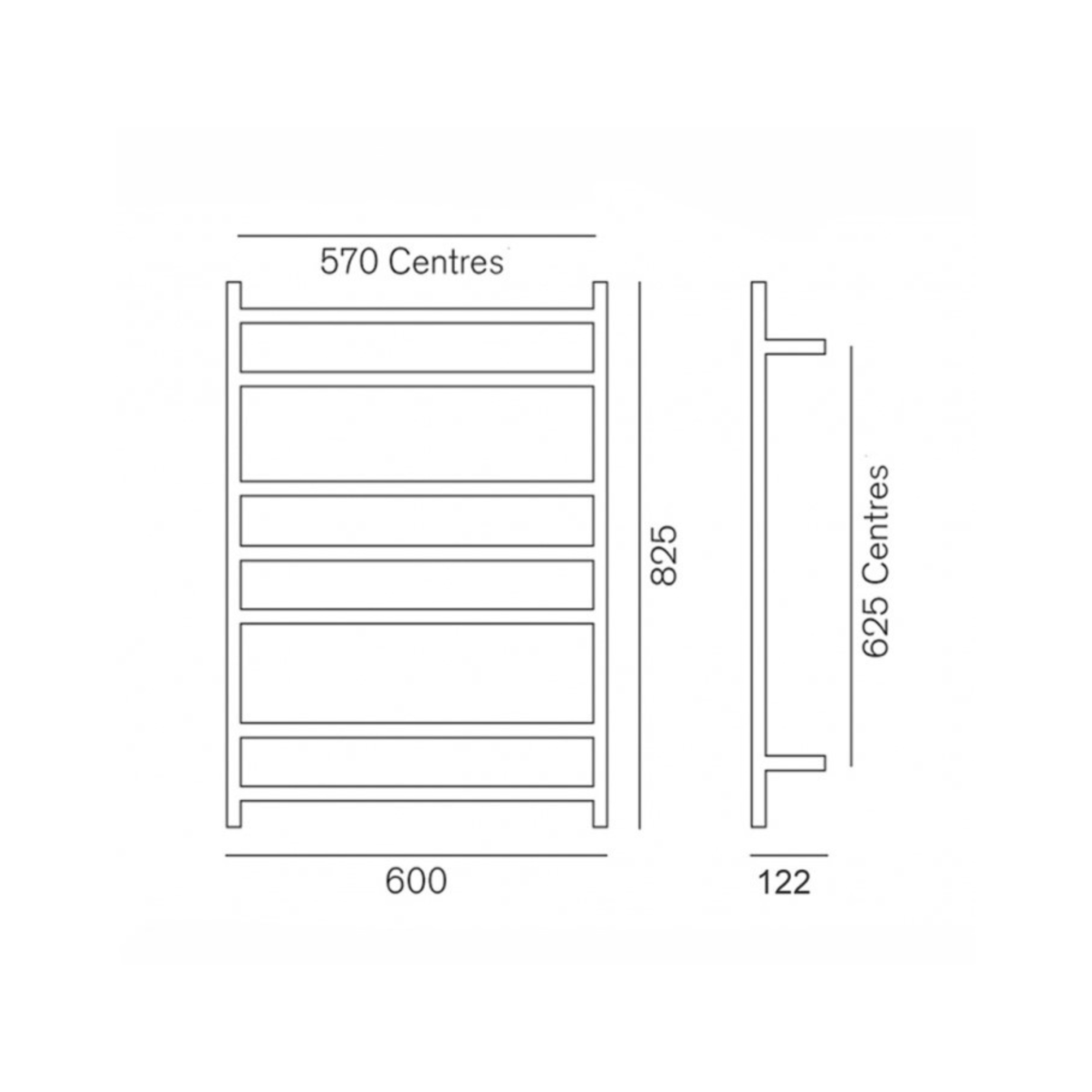 HEIRLOOM GENESIS HEATED TOWEL RAIL BRUSHED NICKEL 825MM