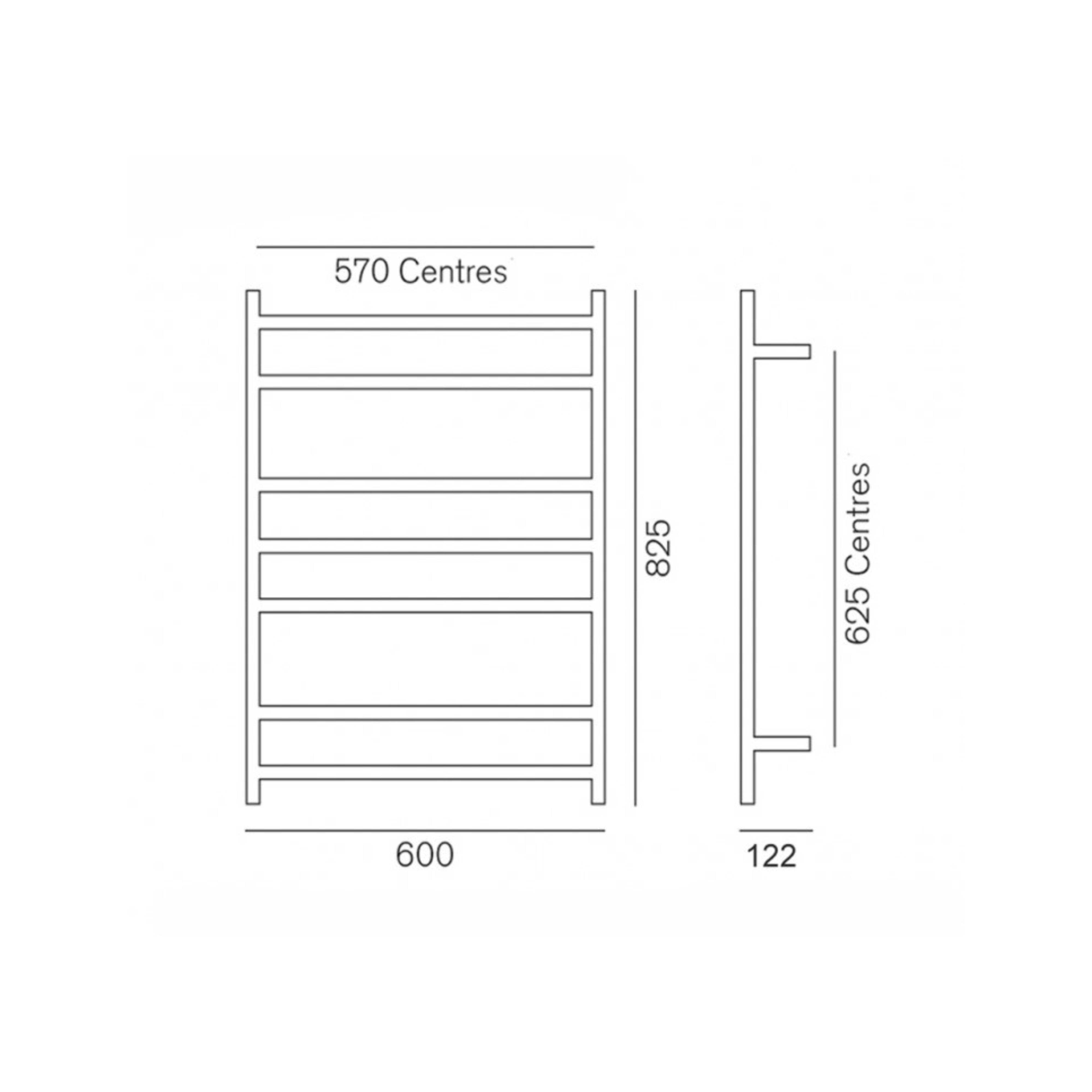 HEIRLOOM GENESIS HEATED TOWEL RAIL GUN METAL 825MM