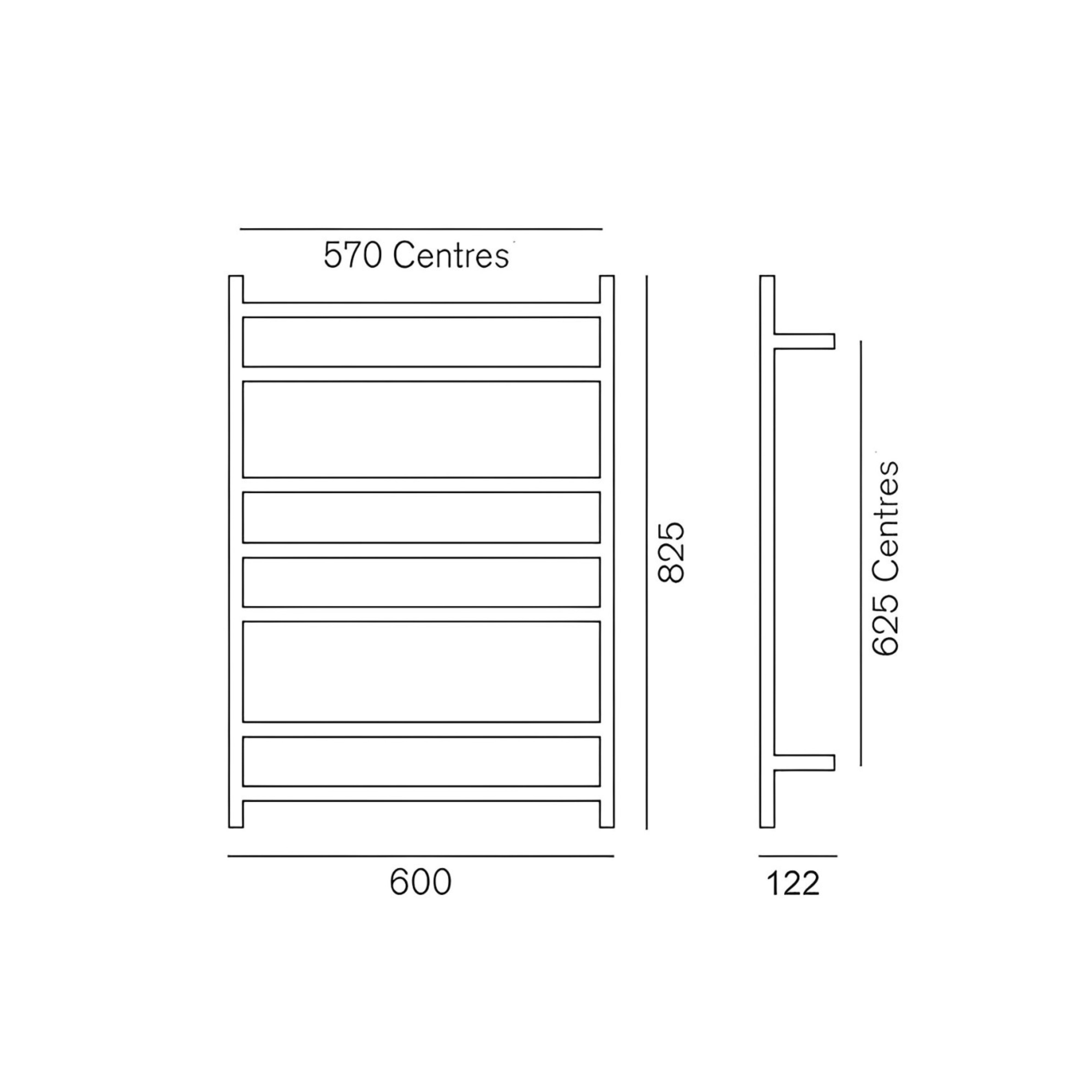 HEIRLOOM GENESIS HEATED TOWEL RAIL NERO BLACK 825MM