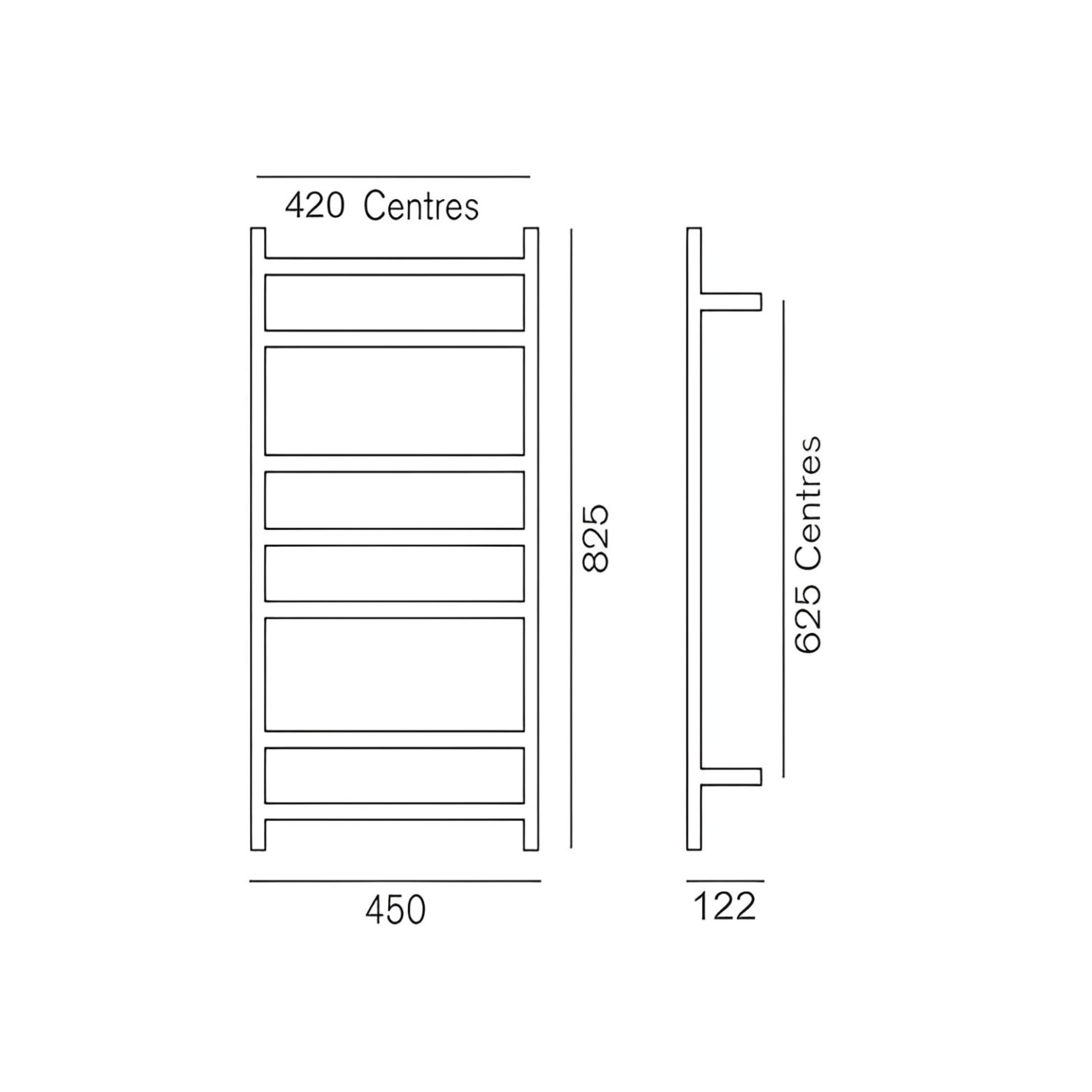 HEIRLOOM GENESIS SLIMLINE HEATED TOWEL RAIL NERO BLACK 825MM