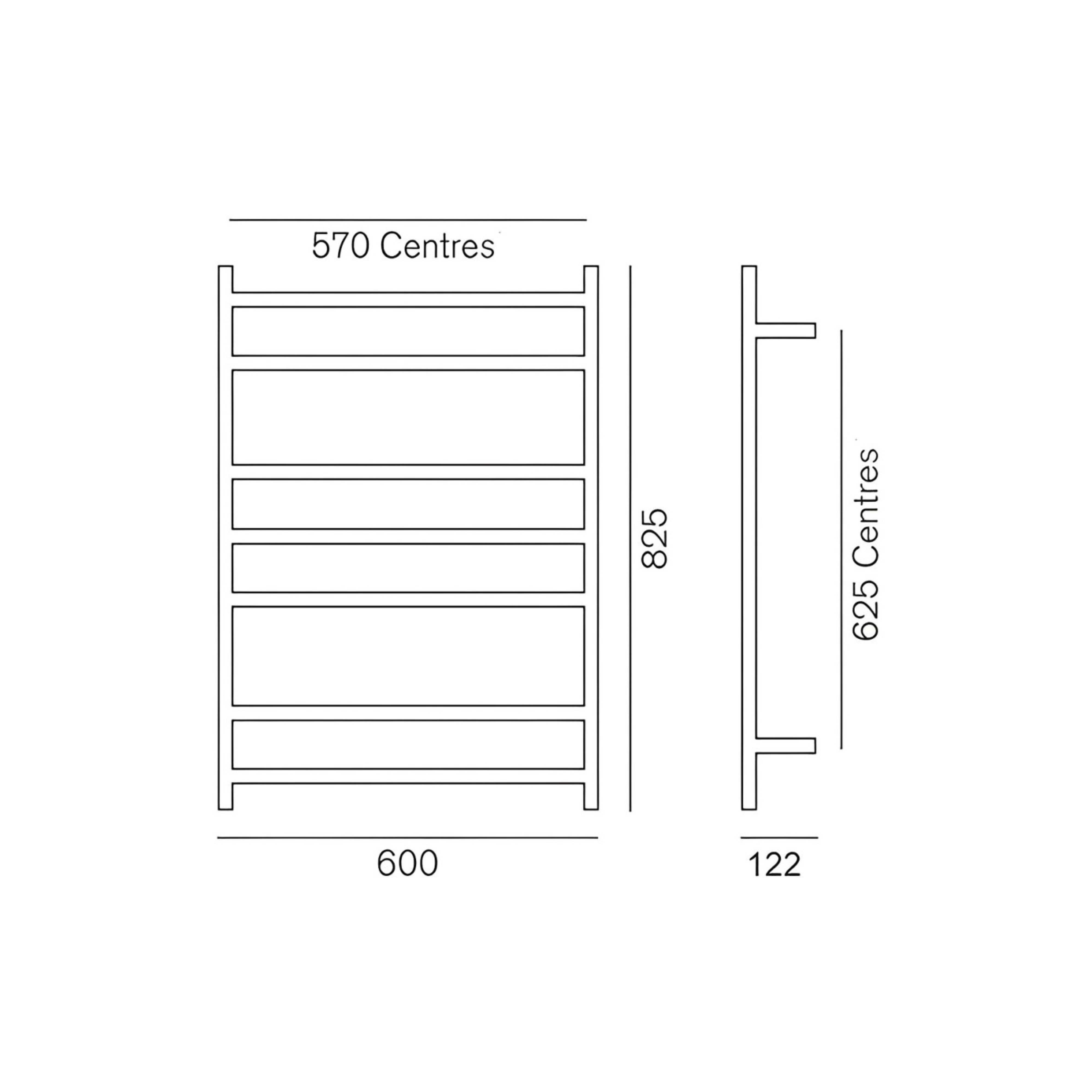 HEIRLOOM GENESIS HEATED TOWEL RAIL STAINLESS STEEL 825MM