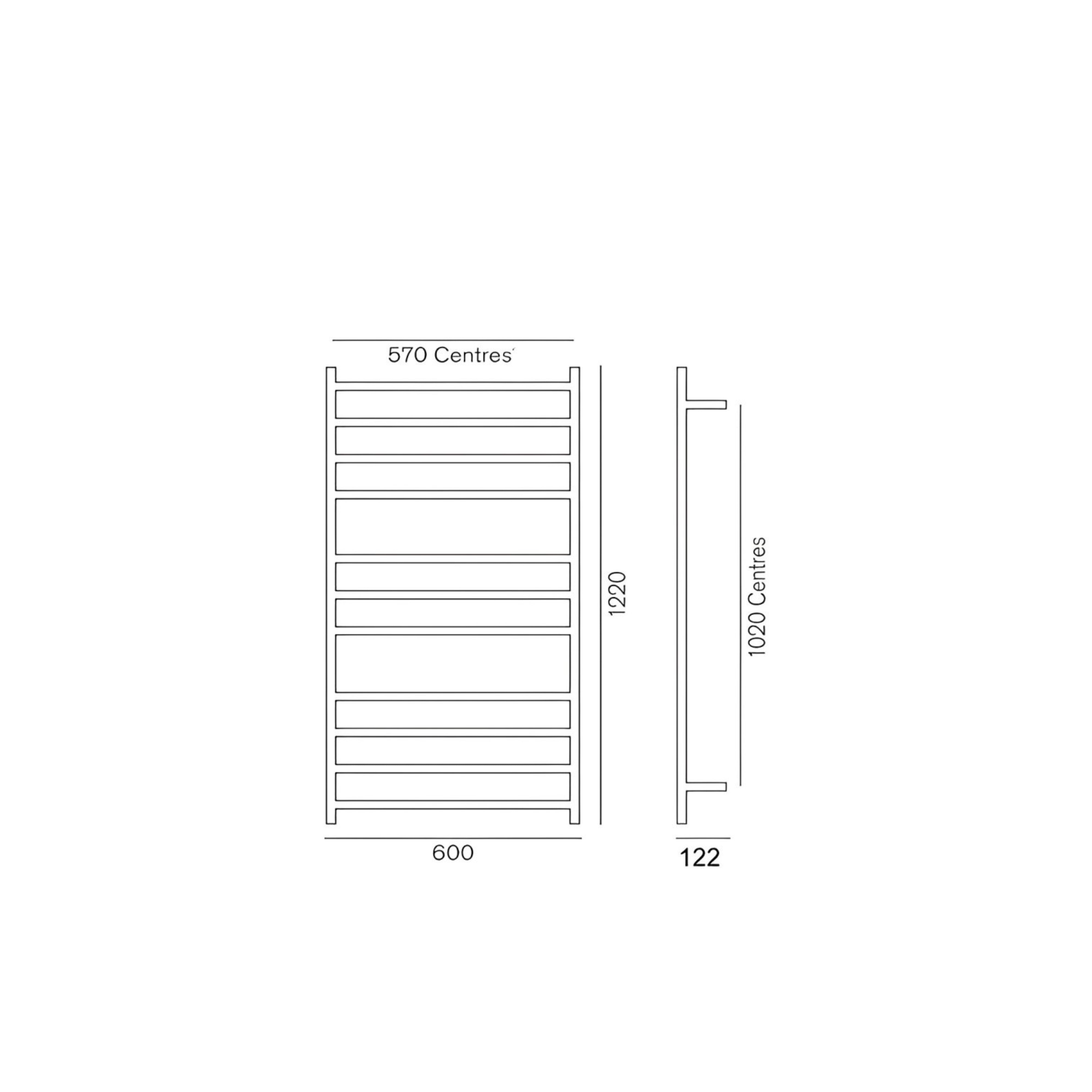 HEIRLOOM GENESIS ESP HEATED TOWEL RAIL STAINLESS STEEL 1220MM