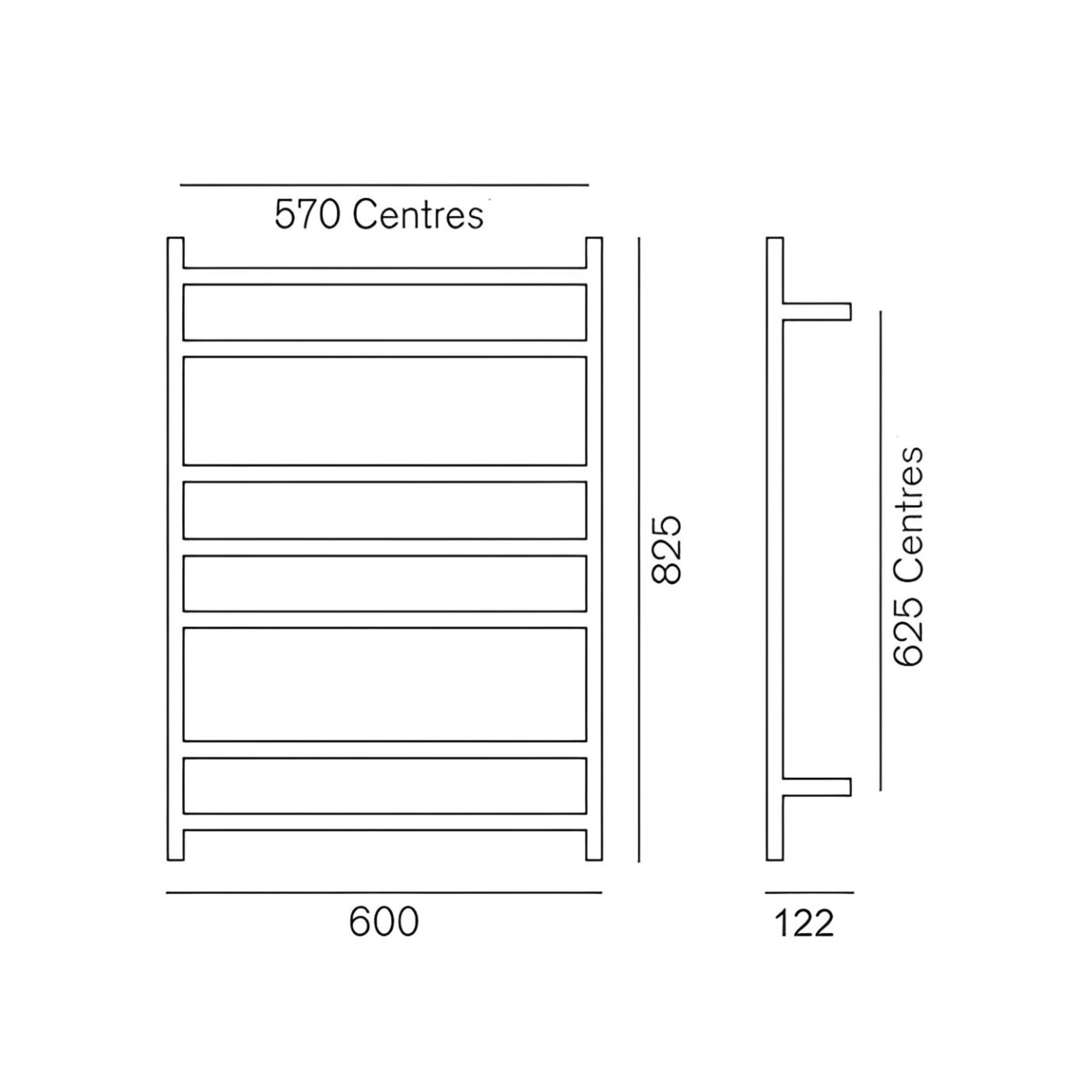 HEIRLOOM GENESIS ESP HEATED TOWEL RAIL STAINLESS STEEL 825MM