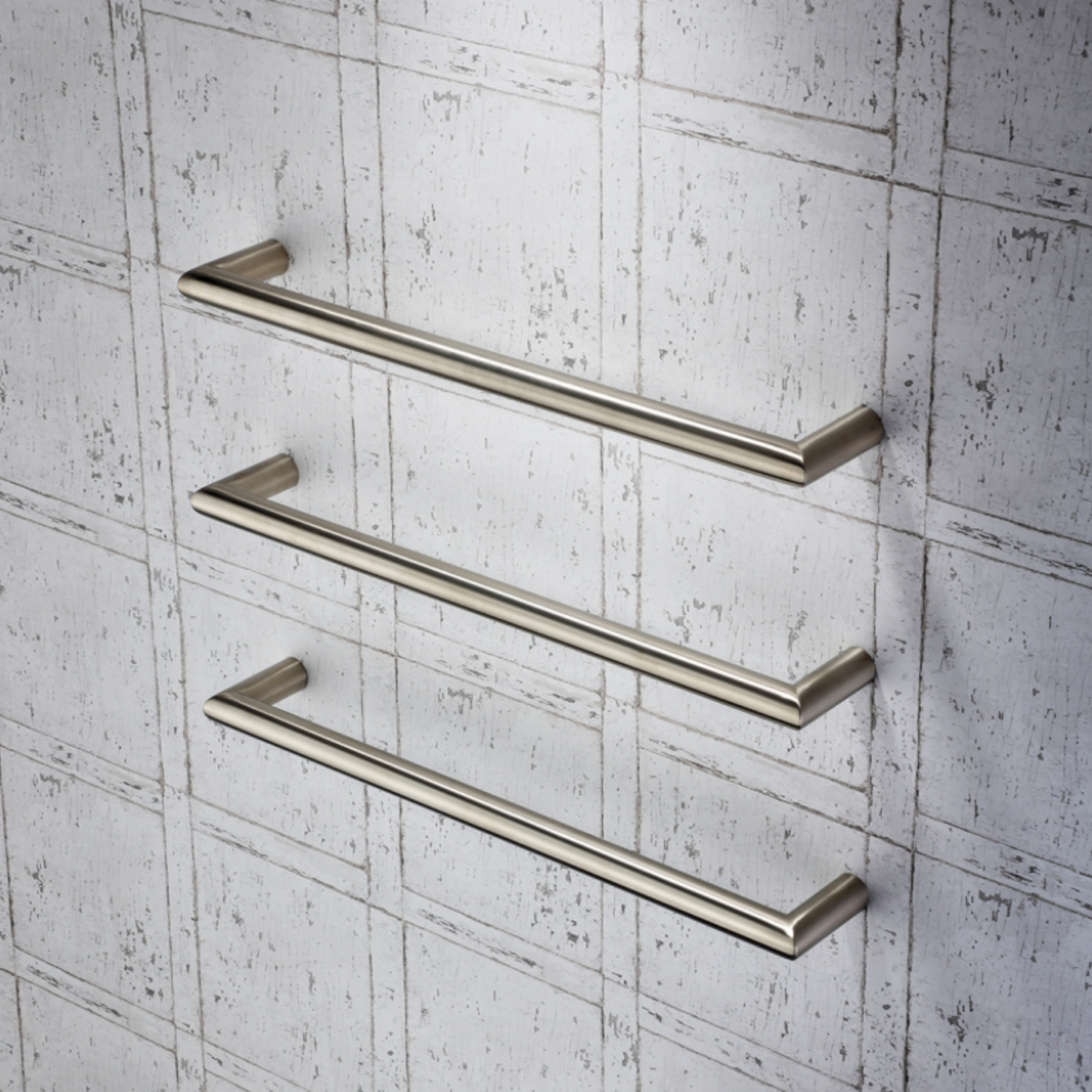 HEIRLOOM STRATA GENESIS SLIMLINE HEATED SINGLE TOWEL RAIL BRUSHED NICKEL 460MM