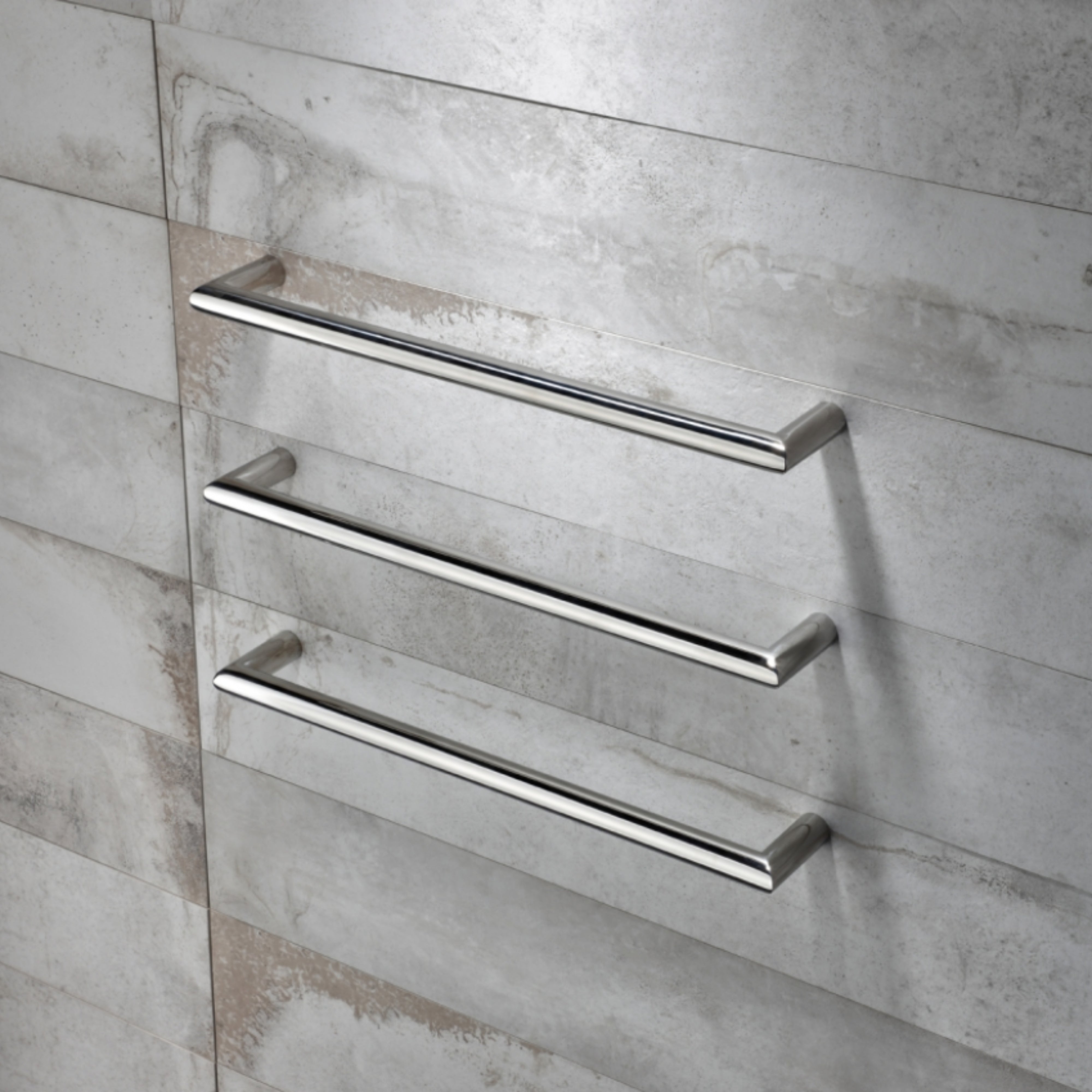 HEIRLOOM STRATA GENESIS SLIMLINE HEATED SINGLE TOWEL RAIL BRUSHED STAINLESS STEEL 460MM