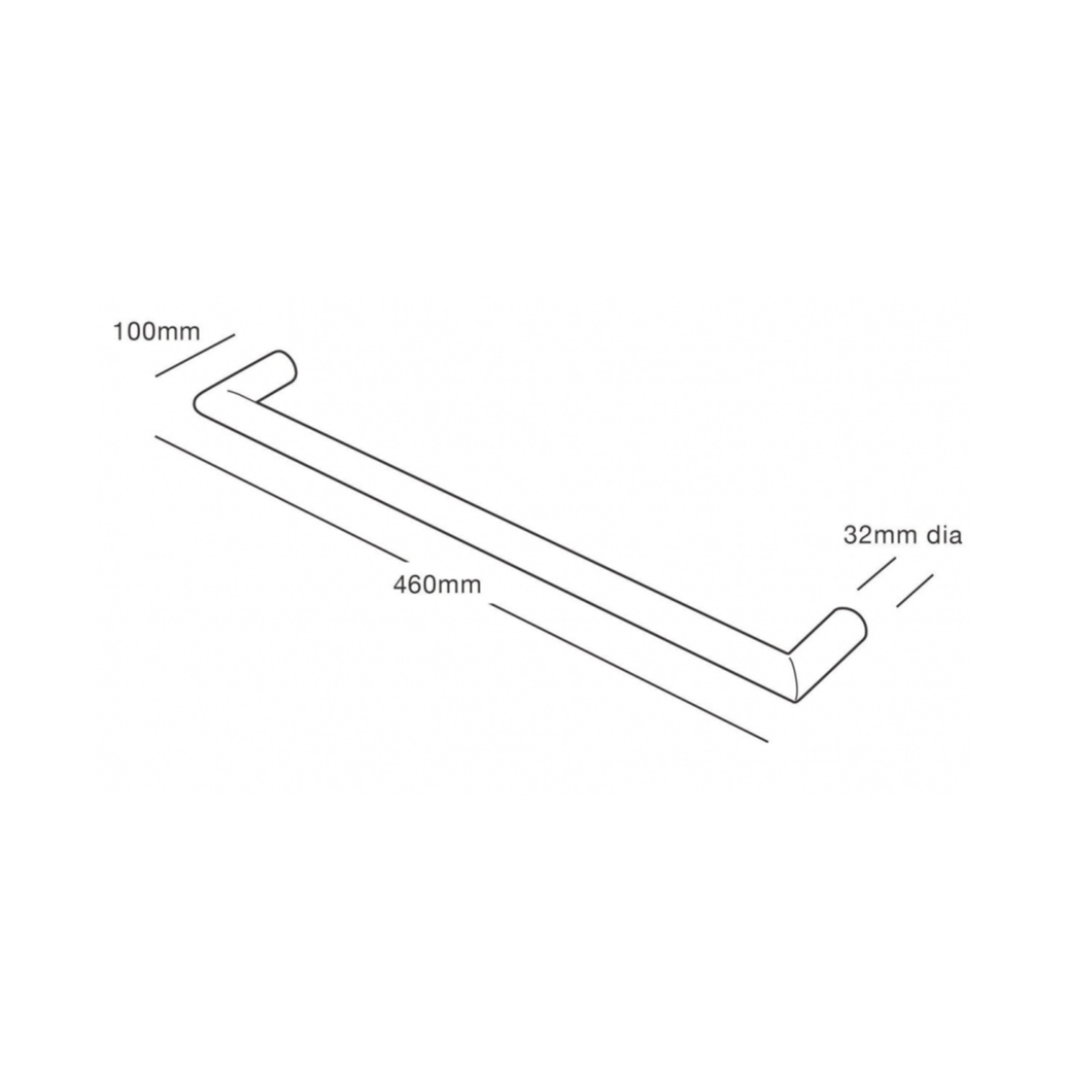 HEIRLOOM STRATA GENESIS SLIMLINE HEATED SINGLE TOWEL RAIL BRUSHED STAINLESS STEEL 460MM