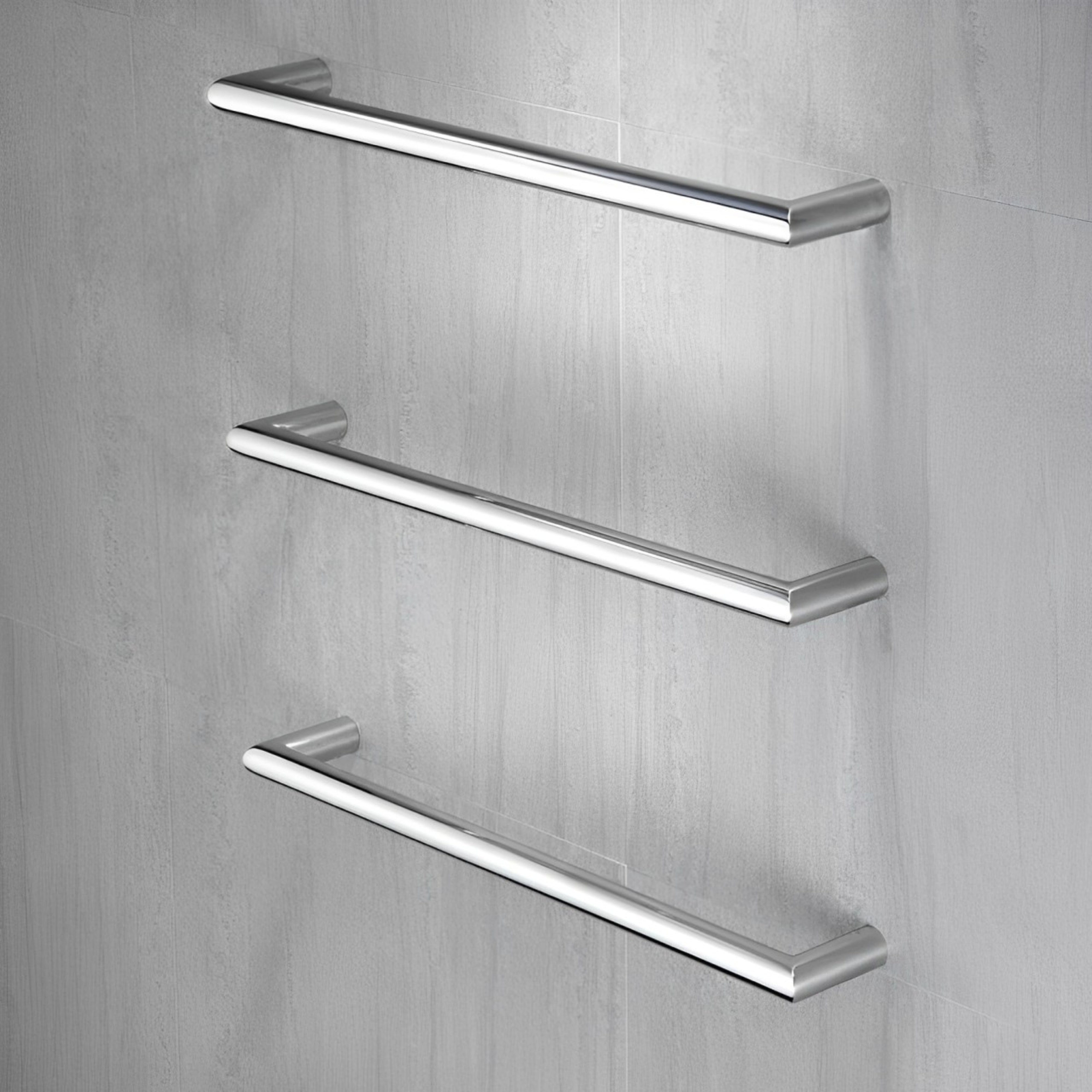 HEIRLOOM STRATA GENESIS SLIMLINE HEATED SINGLE TOWEL RAIL STAINLESS STEEL 460MM