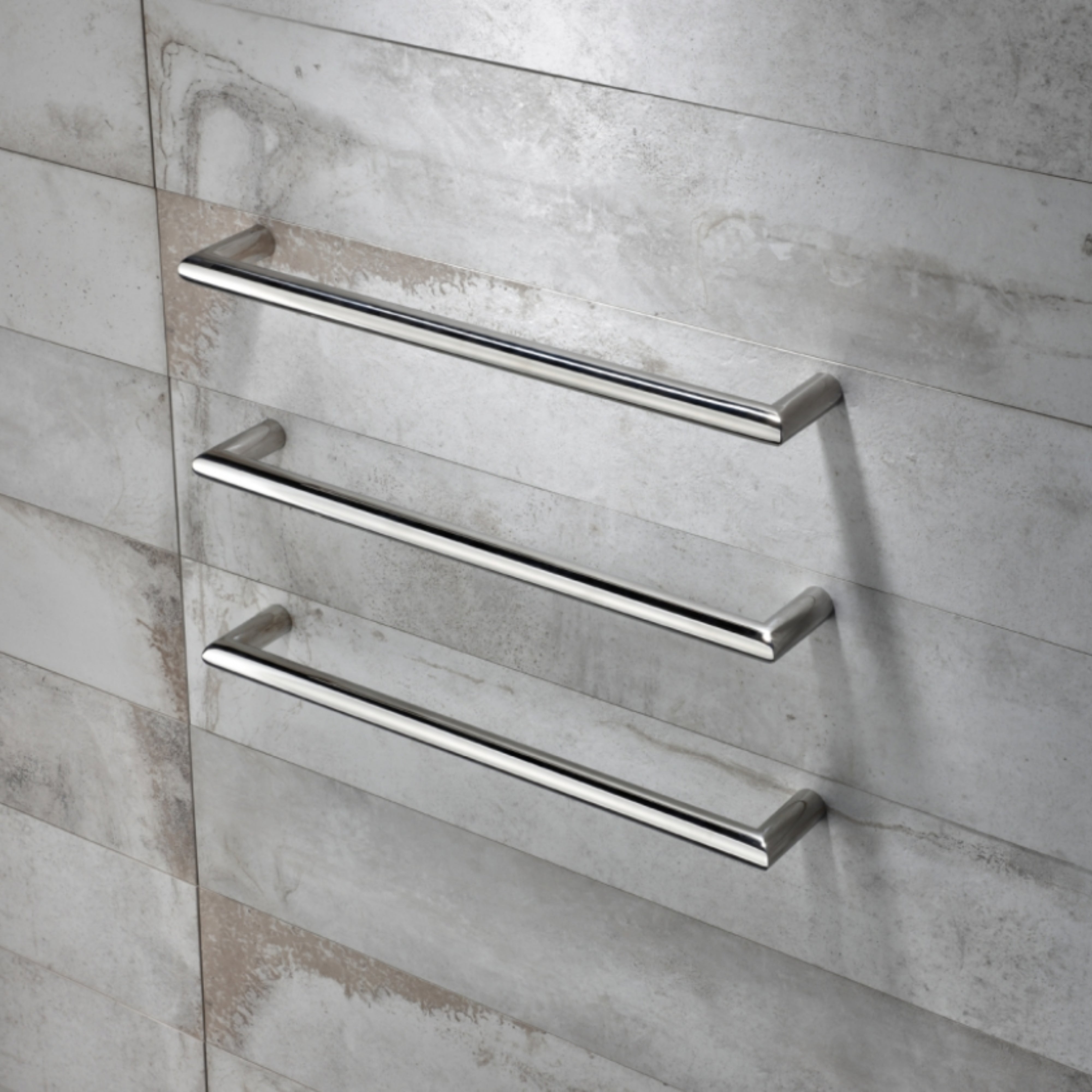 HEIRLOOM STRATA GENESIS EXTENDED HEATED SINGLE TOWEL RAIL BRUSHED STAINLESS STEEL 860MM