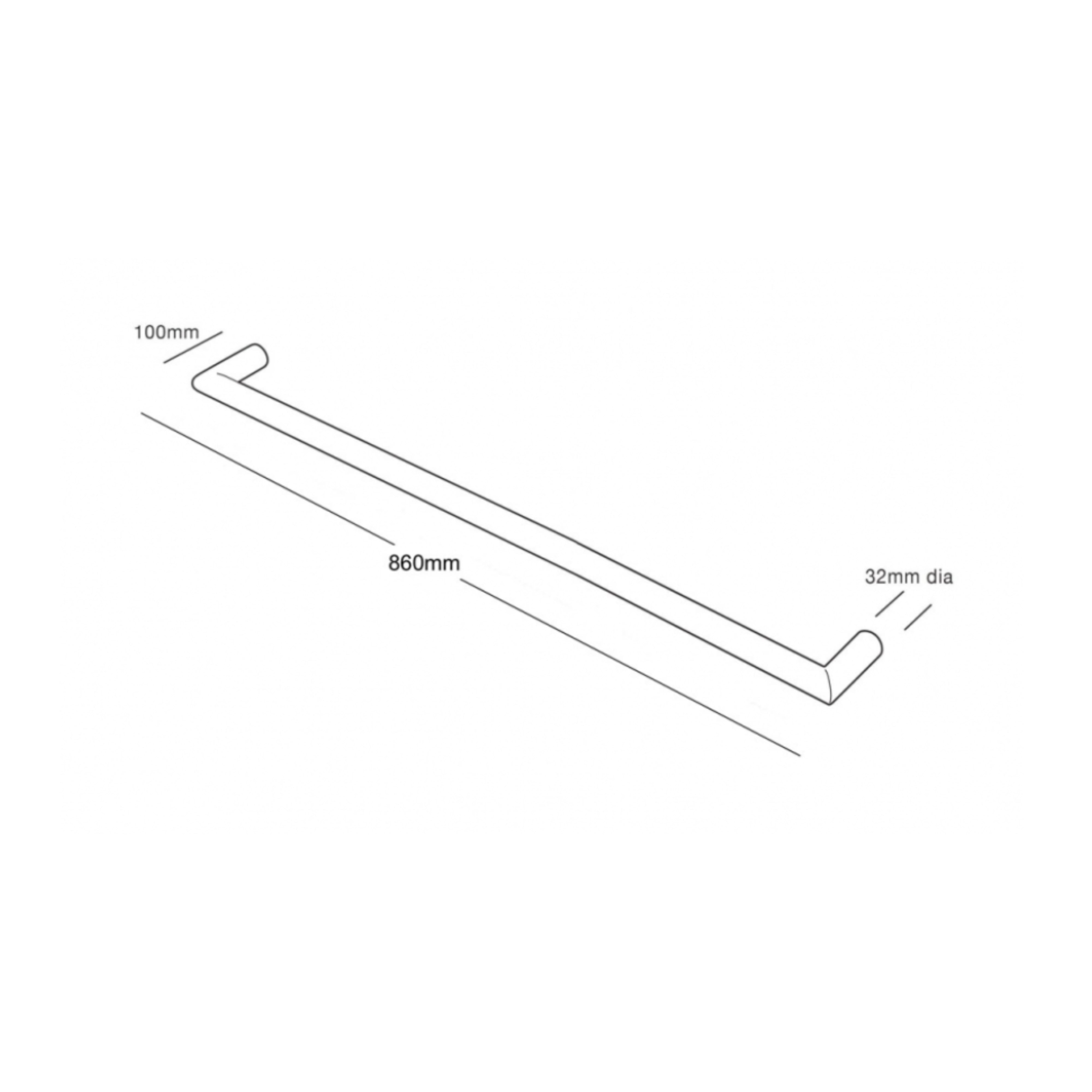 HEIRLOOM STRATA GENESIS EXTENDED HEATED SINGLE TOWEL RAIL BRUSHED STAINLESS STEEL 860MM