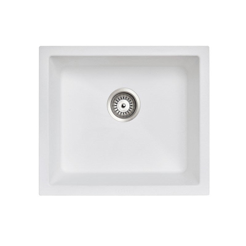 AQUAPERLA SINGLE BOWL KITCHEN SINK WHITE GRANITE 533MM