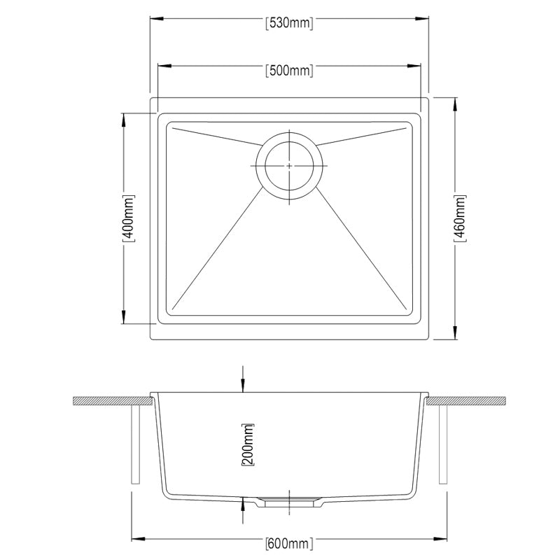 AQUAPERLA SINGLE BOWL KITCHEN SINK BLACK GRANITE 530MM