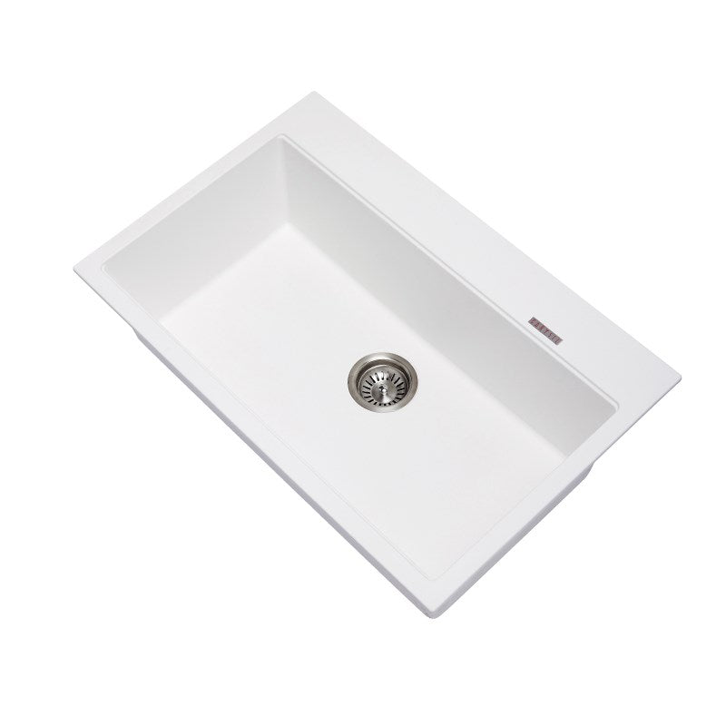 AQUAPERLA SINGLE BOWL KITCHEN SINK WHITE GRANITE 780MM