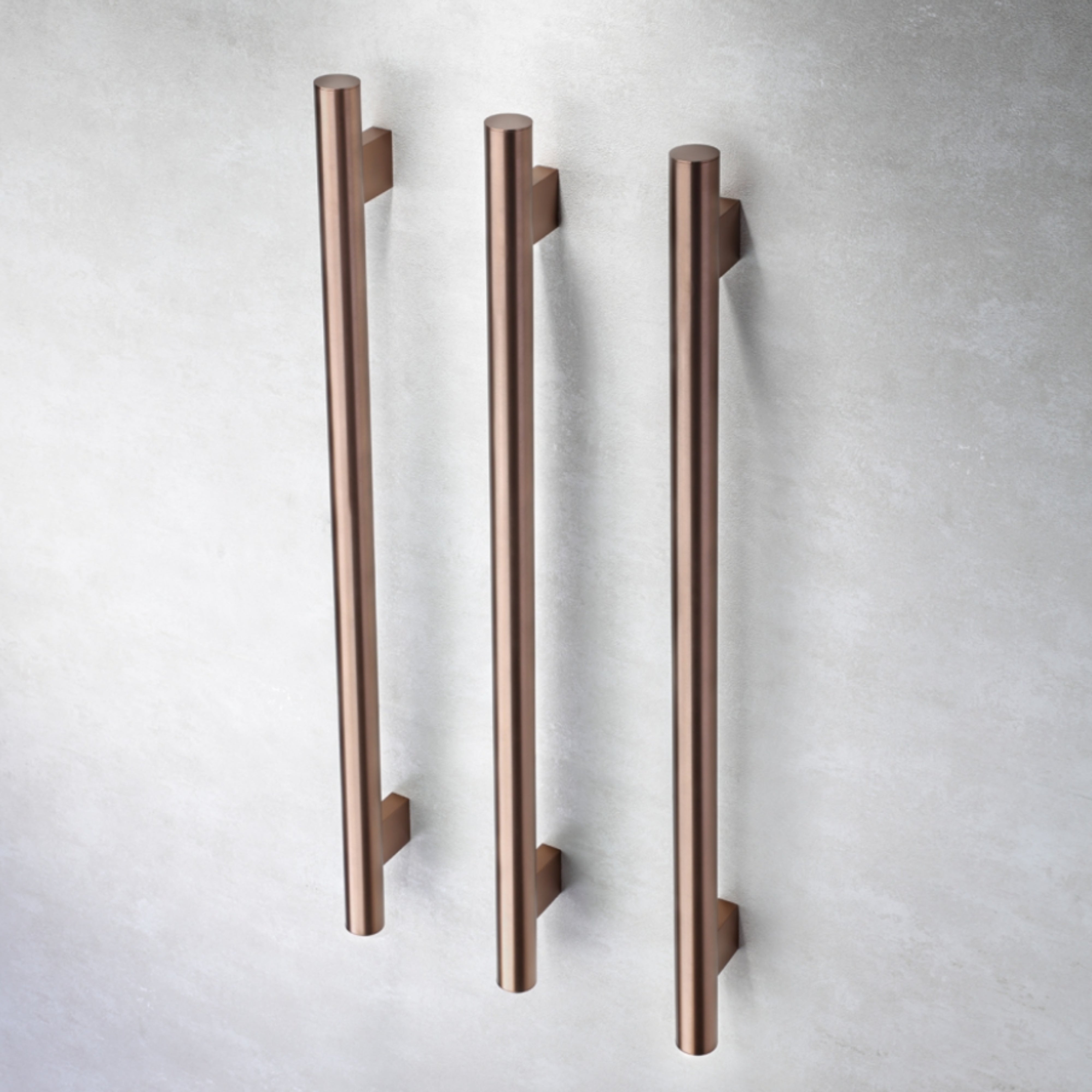 HEIRLOOM HEIKO POLE HEATED SINGLE TOWEL RAIL BRUSHED COPPER 850MM