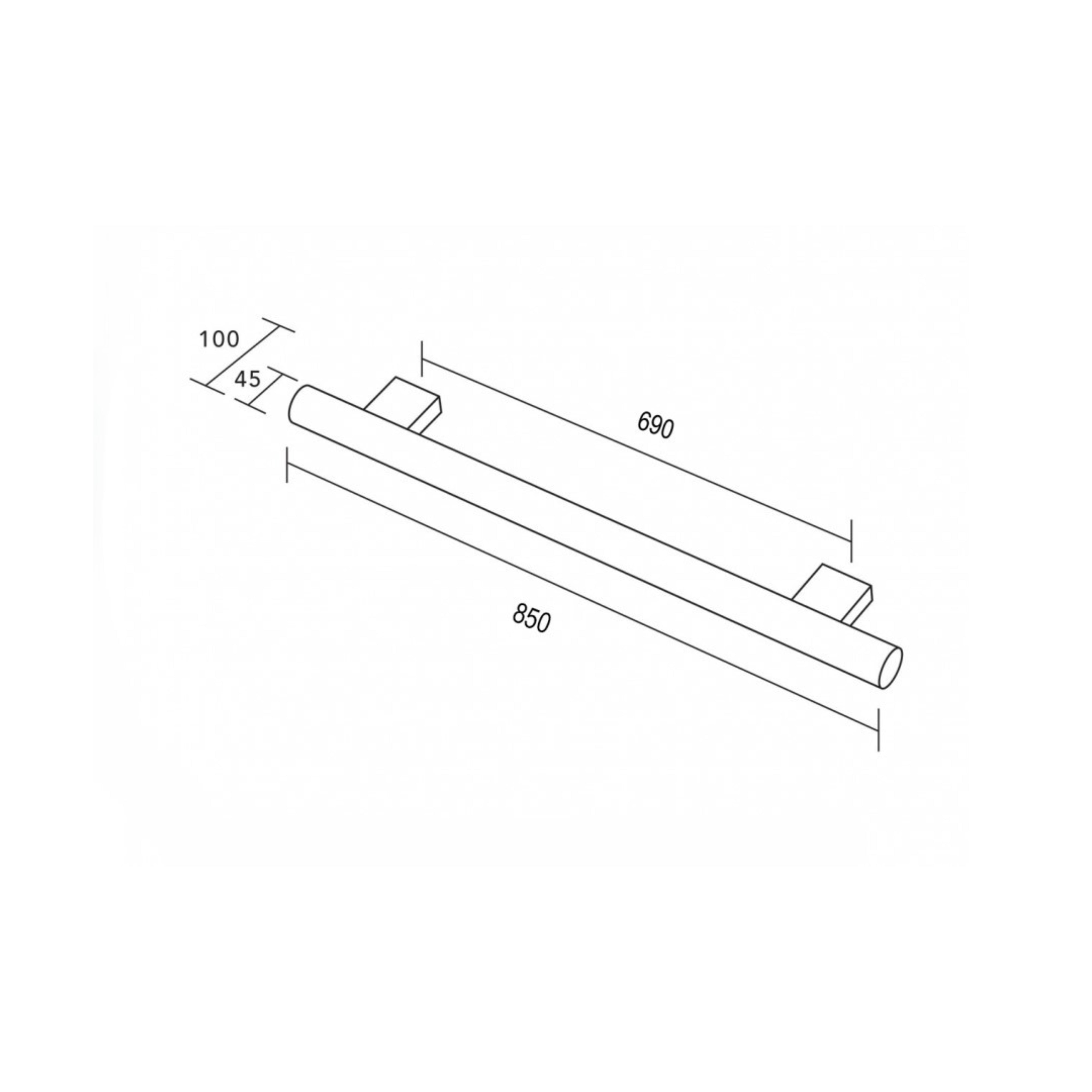 HEIRLOOM HEIKO POLE HEATED SINGLE TOWEL RAIL BRUSHED STAINLESS STEEL 850MM