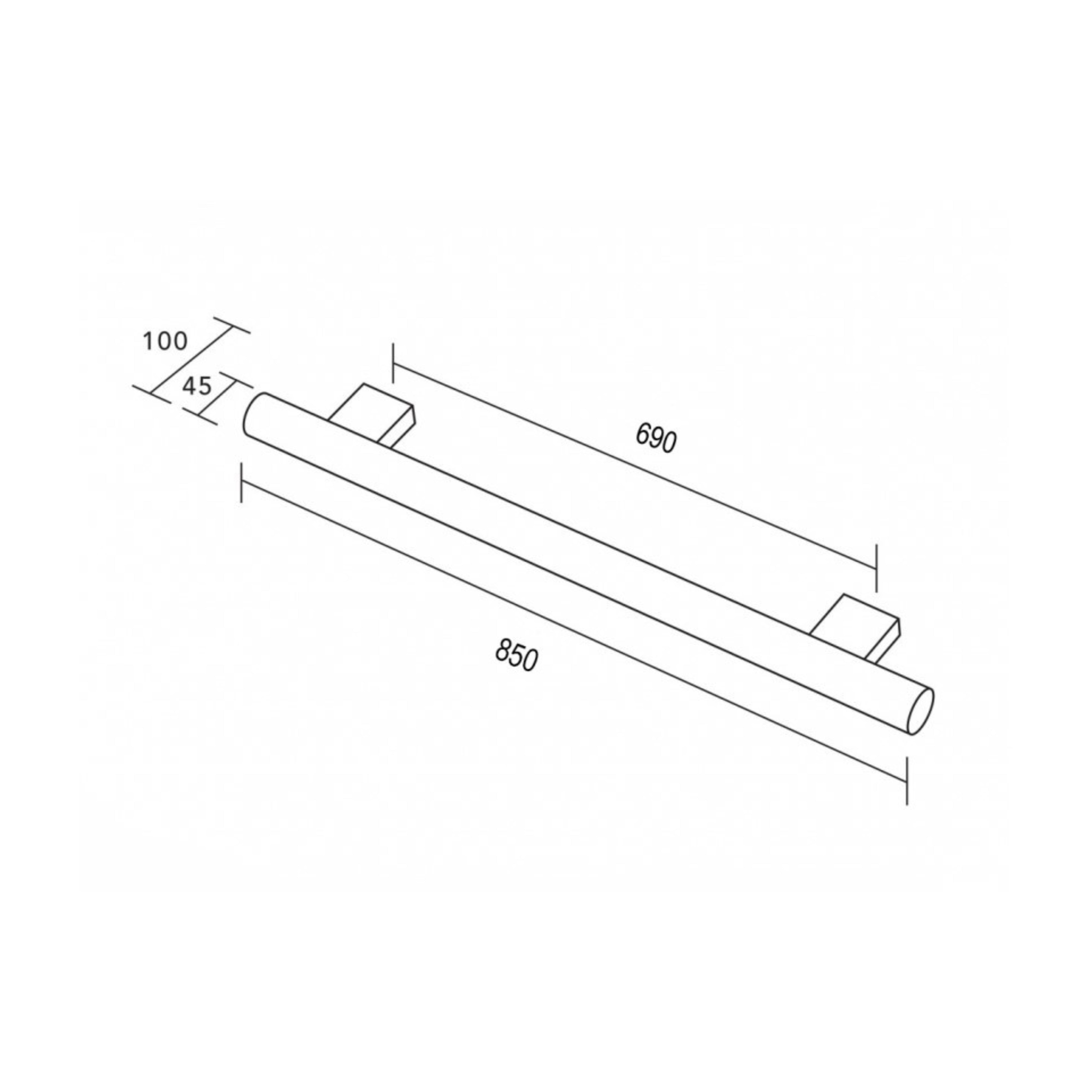 HEIRLOOM HEIKO POLE HEATED SINGLE TOWEL RAIL STAINLESS STEEL 850MM