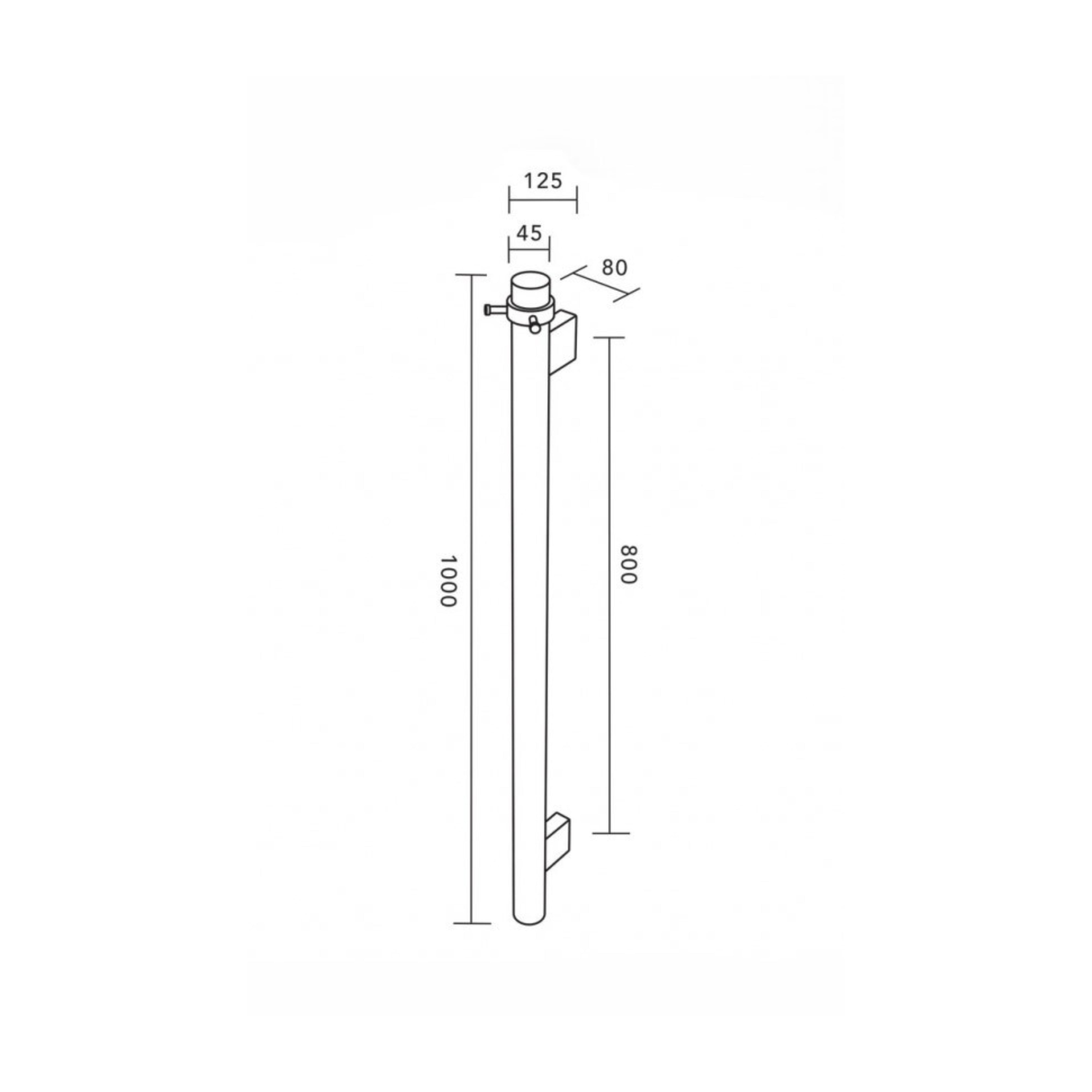 HEIRLOOM HEIKO POLE AND ROBE HOOK HEATED SINGLE TOWEL RAIL STAINLESS STEEL 1000MM