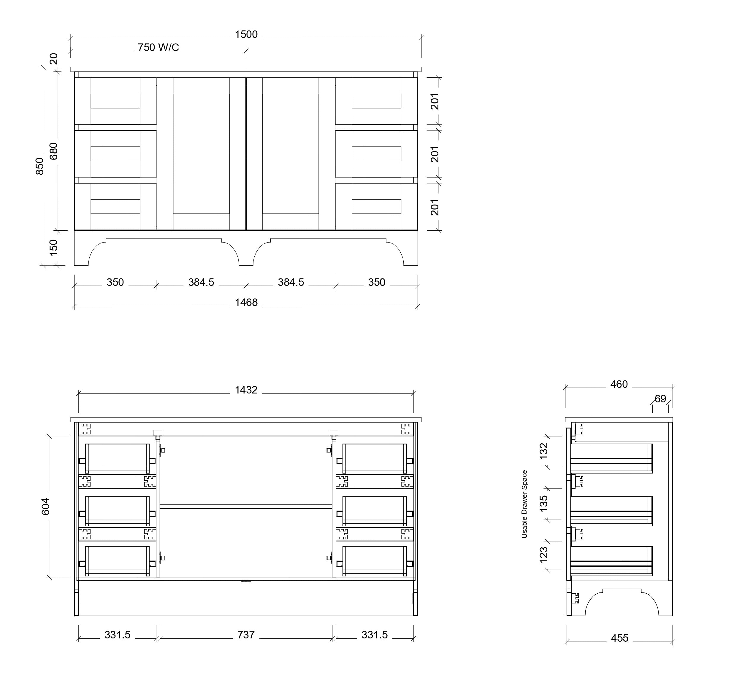 TIMBERLINE WINDSOR CUSTOM FLOOR STANDING VANITY (ALL SIZING)