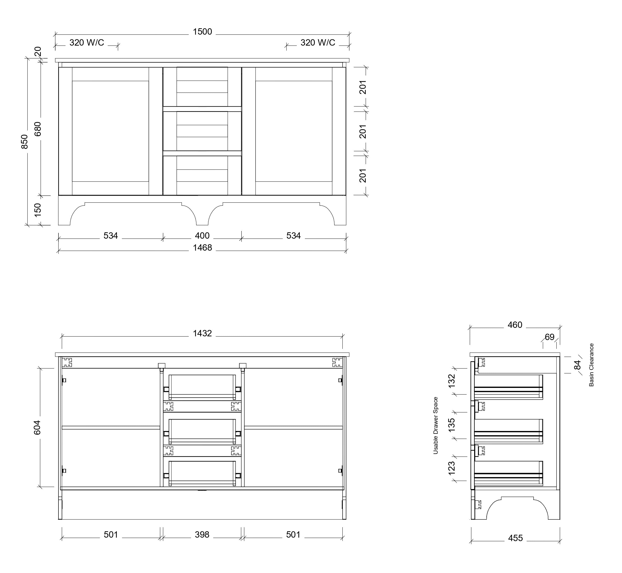 TIMBERLINE WINDSOR CUSTOM FLOOR STANDING VANITY (ALL SIZING)