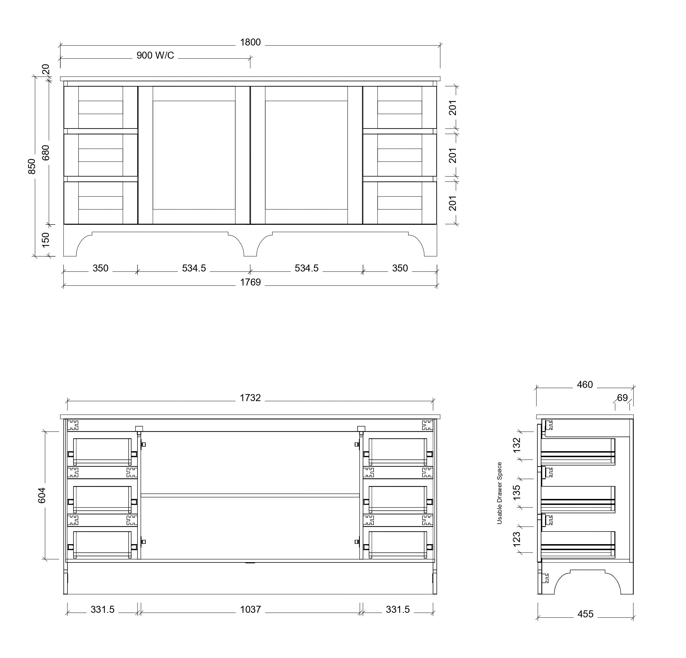 TIMBERLINE WINDSOR CUSTOM FLOOR STANDING VANITY (ALL SIZING)