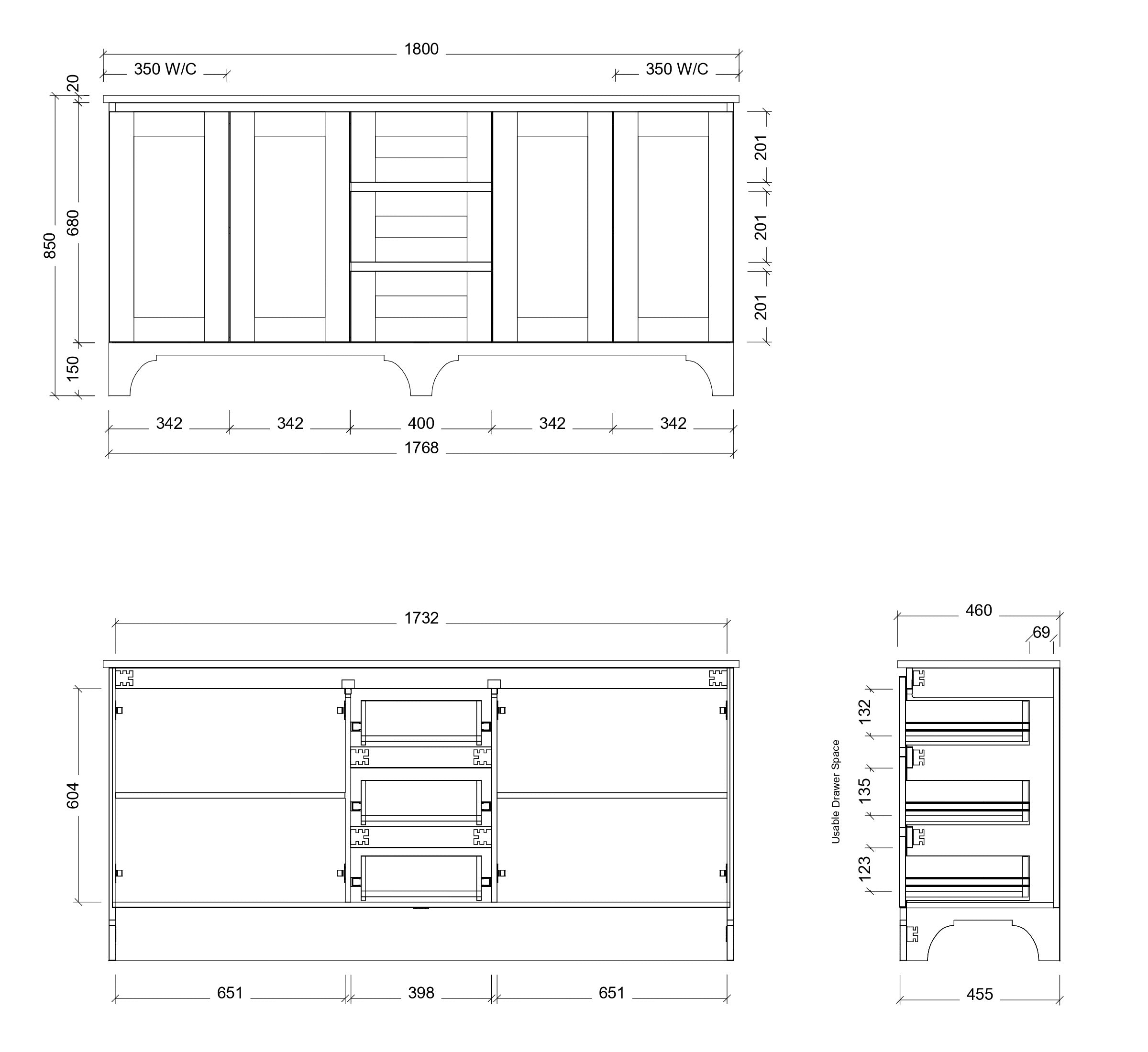 TIMBERLINE WINDSOR CUSTOM FLOOR STANDING VANITY (ALL SIZING)