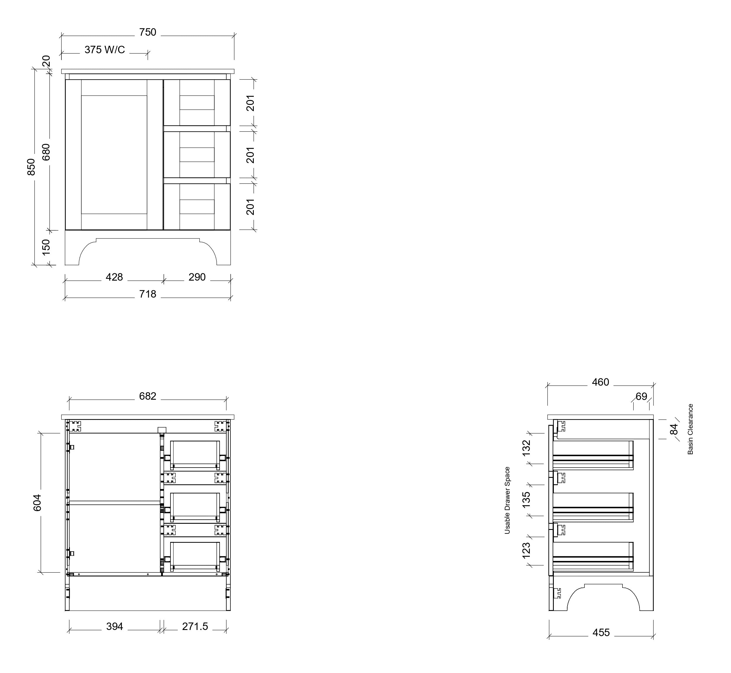 TIMBERLINE WINDSOR CUSTOM FLOOR STANDING VANITY (ALL SIZING)