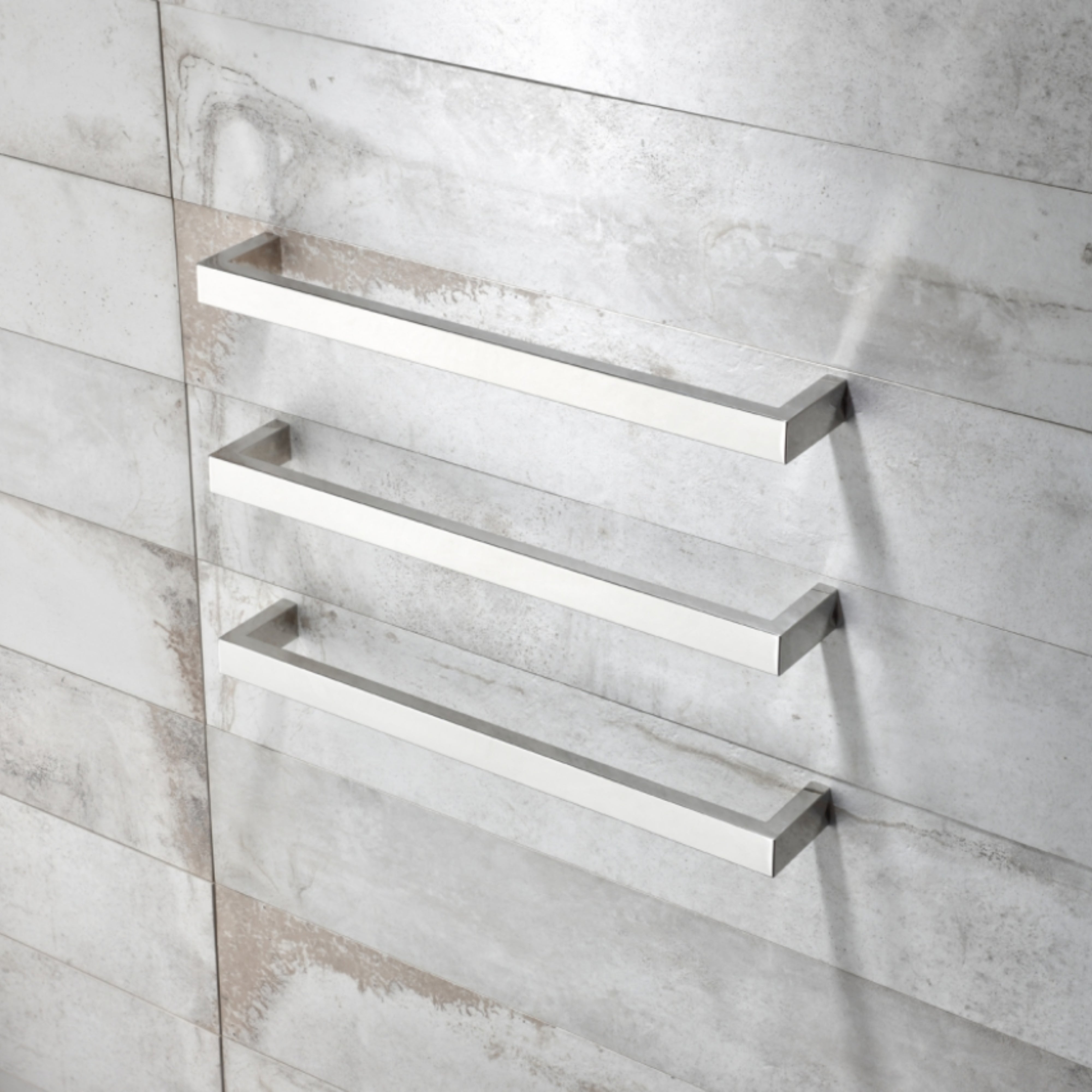 HEIRLOOM STRATA STUDIO 1 SLIMLINE HEATED SINGLE TOWEL RAIL BRUSHED STAINLESS STEEL 460MM